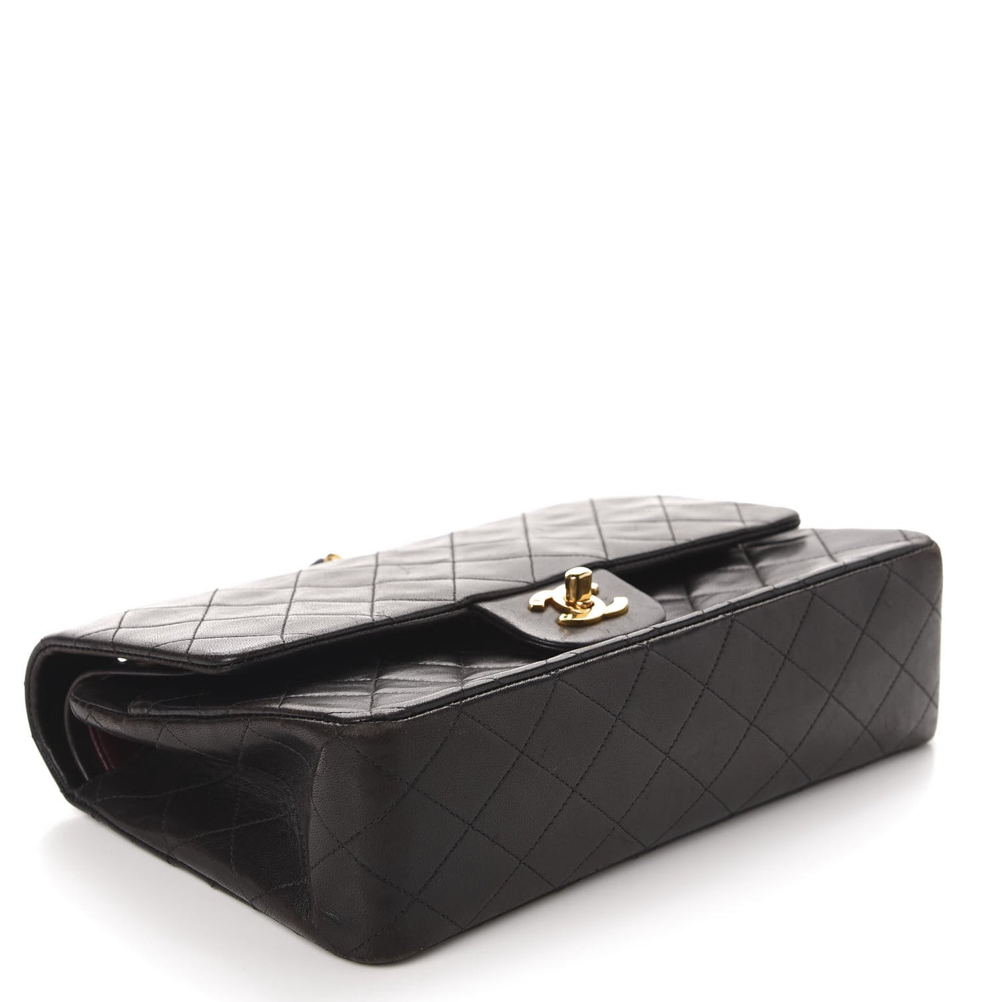 Lambskin Quilted Medium Double Flap Black