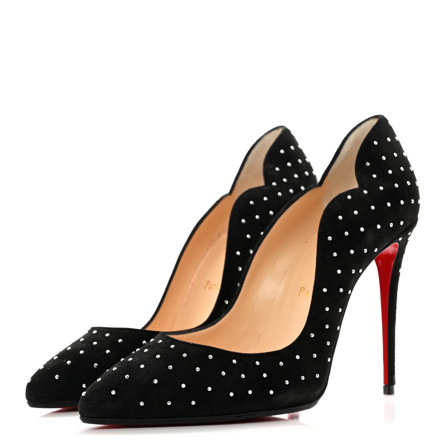 Veau Velours Studded Hot Chick 100 Pumps 37.5 Black Silver