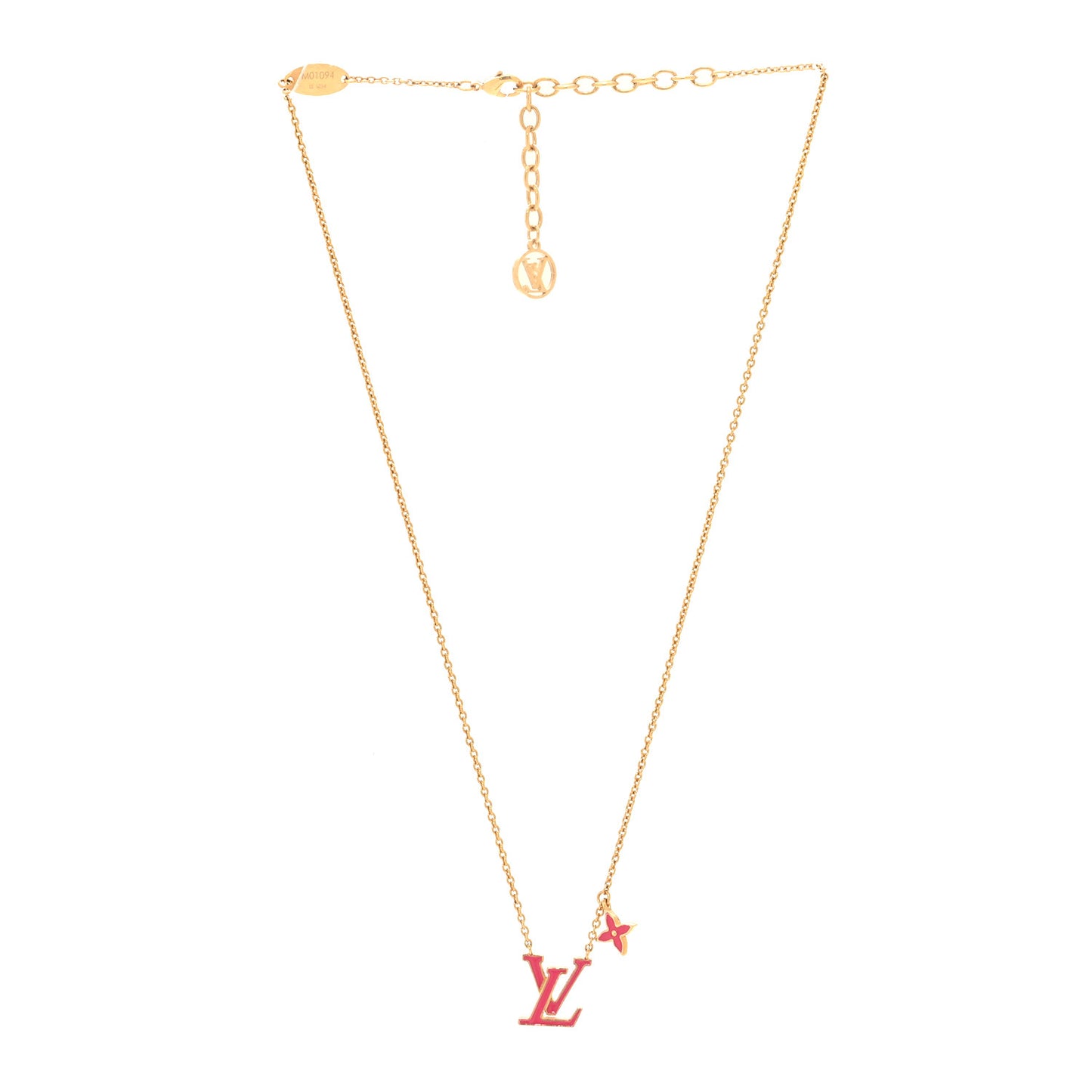 Enamel LV Iconic Necklace Gold Fuchsia
