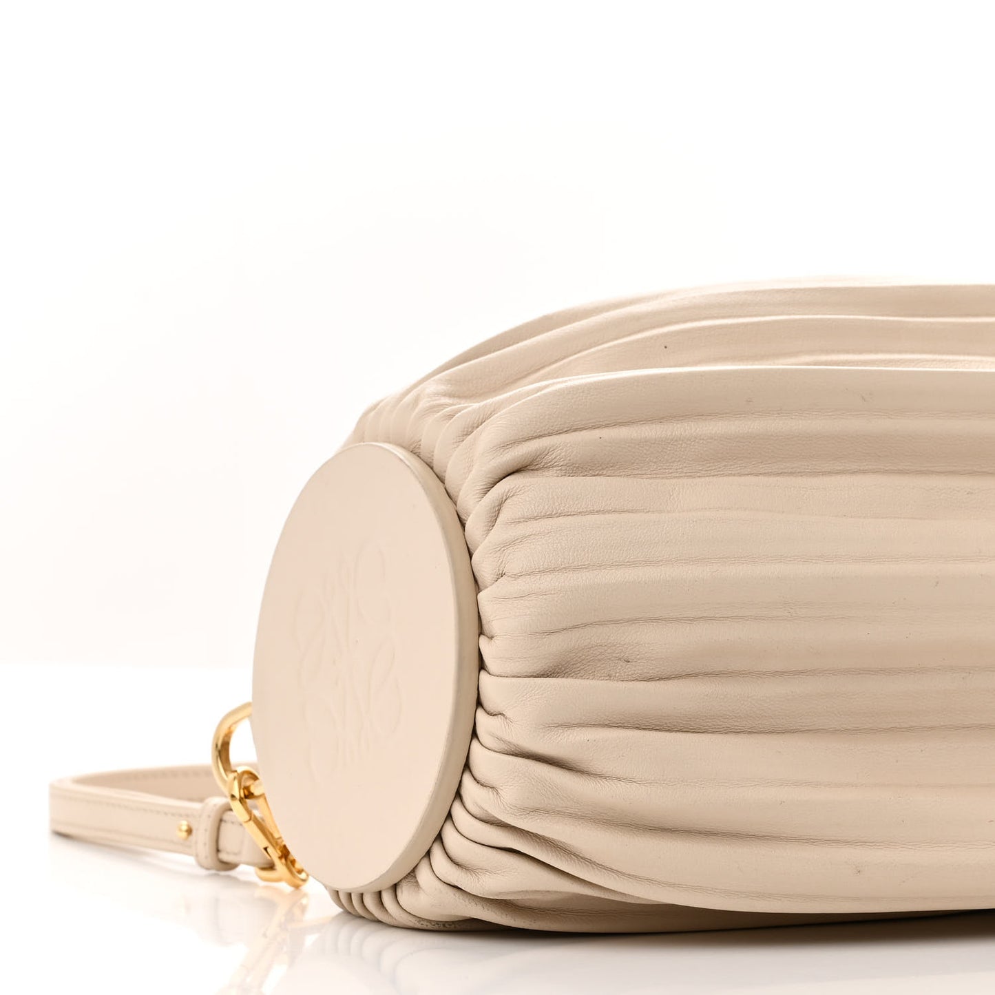 Lambskin Pleated Bracelet Pouch Shoulder Bag White