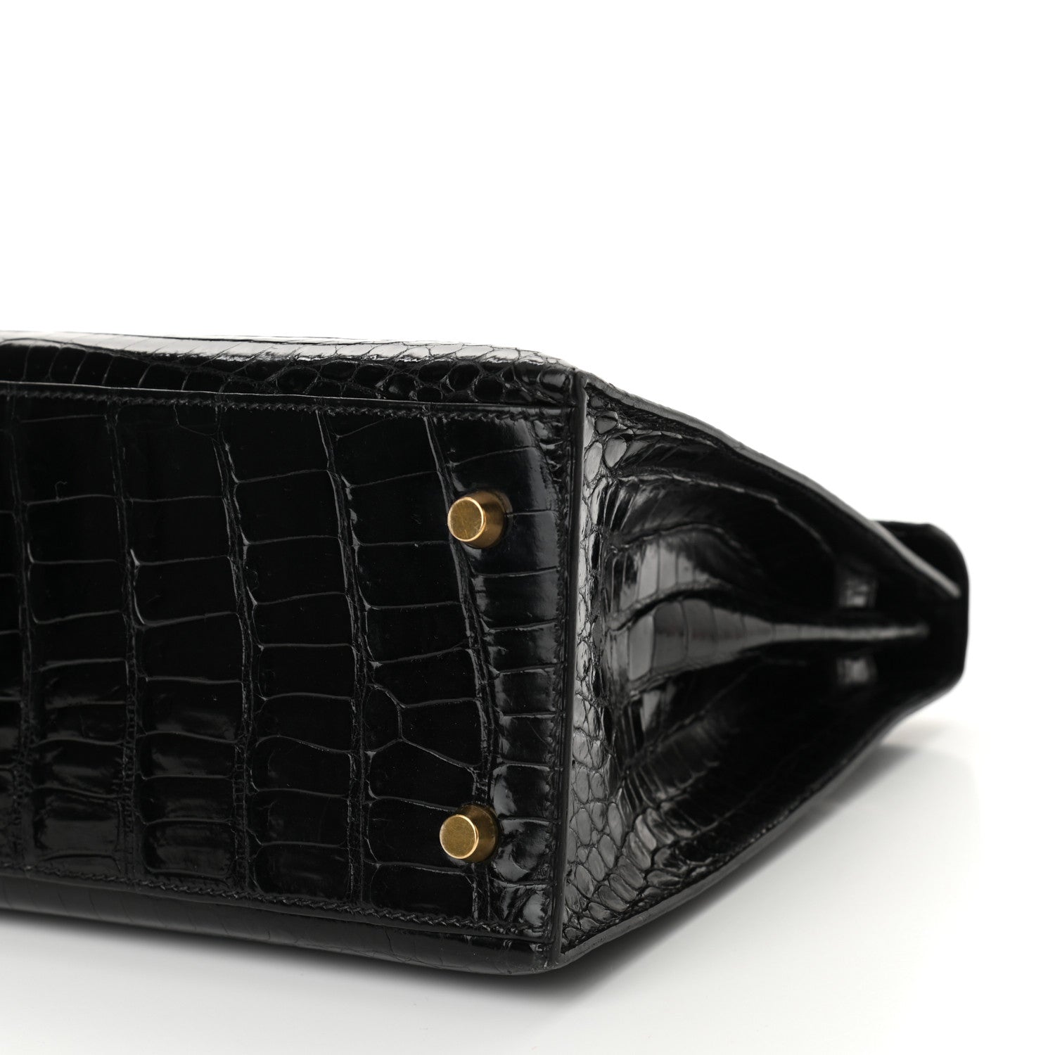 Hermes Shiny Niloticus Crocodile Kelly Sellier 28 Black 10 of 11