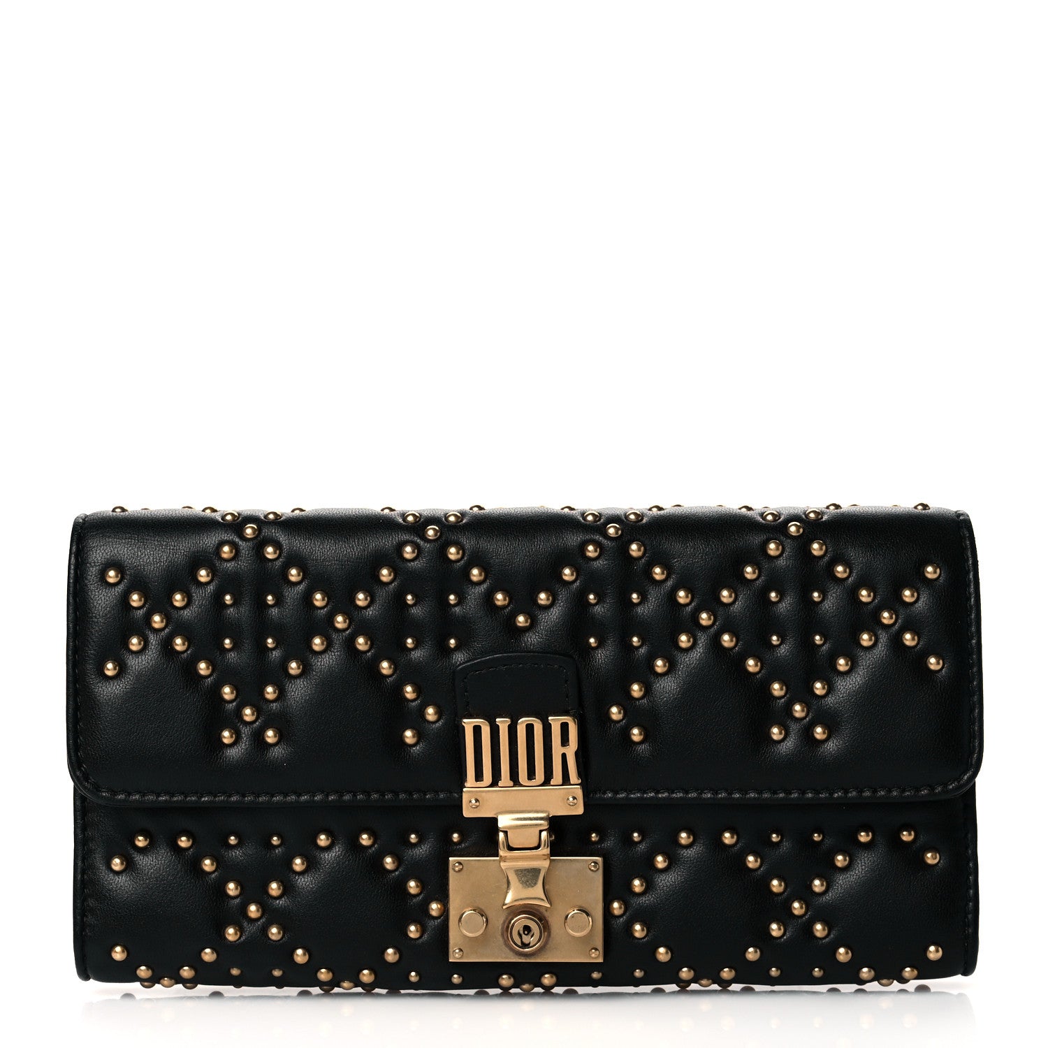 Christian Dior Lambskin Cannage Studded Dioraddict Wallet on Chain Black 1 of 13