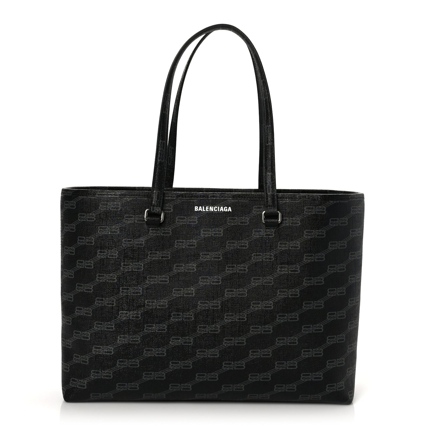 Coated Canvas BB Monogram Medium Signature East West Shopper Bag Black Grey