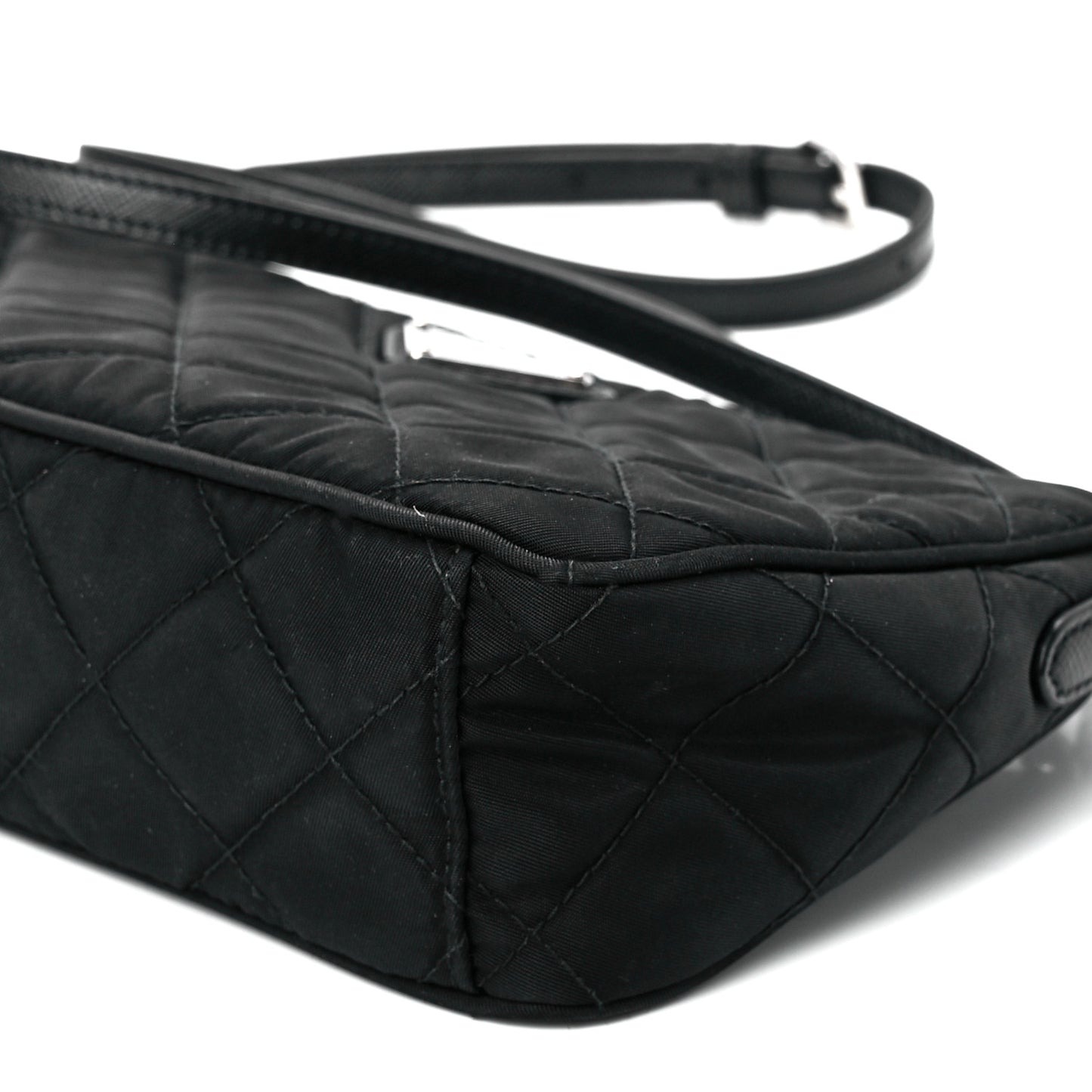 Nylon Tessuto Impuntu Quilted Crossbody Bag Black