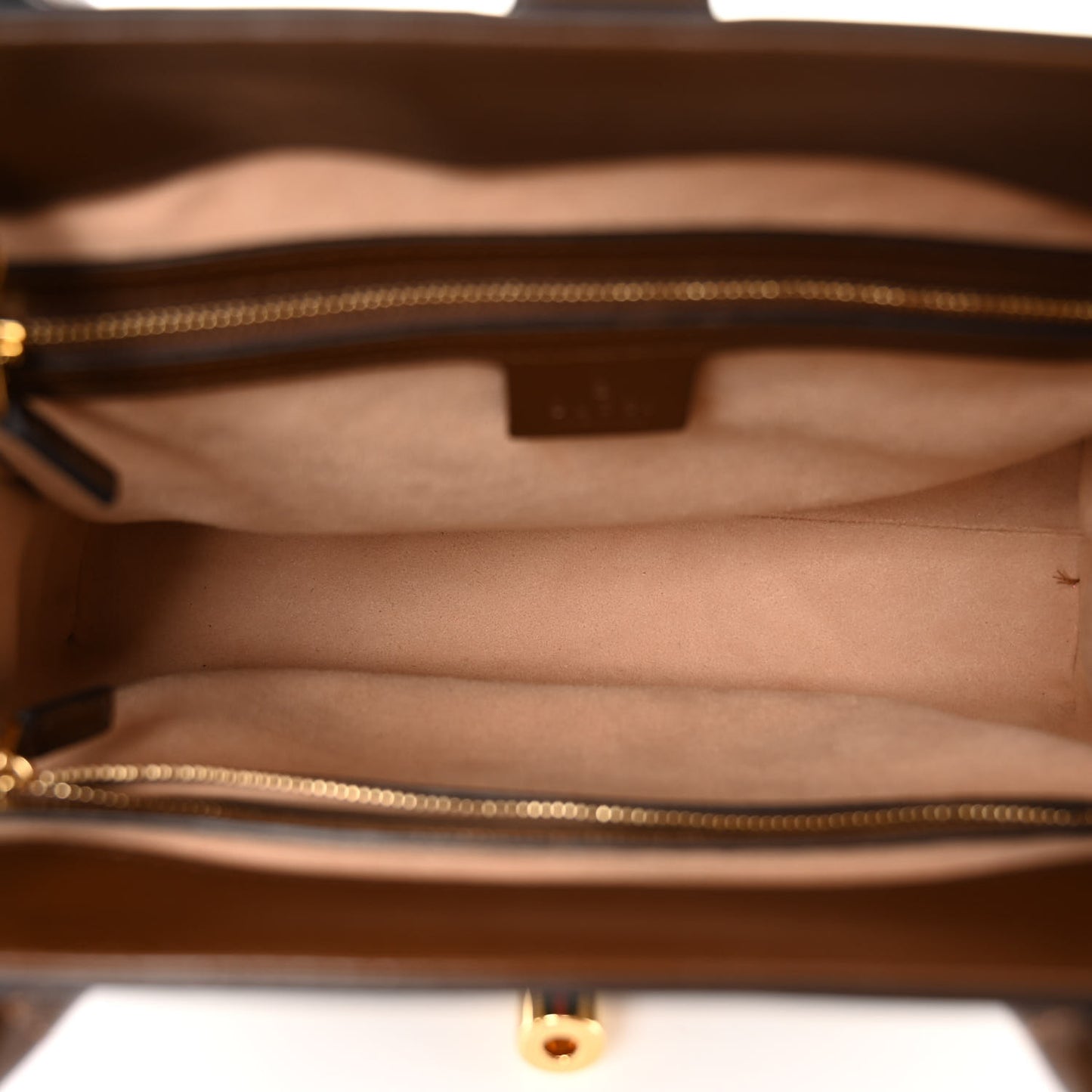 GG Supreme Monogram Azalea Calfskin Web Medium Jackie 1961 Tote Beige Ebony Brown Sugar