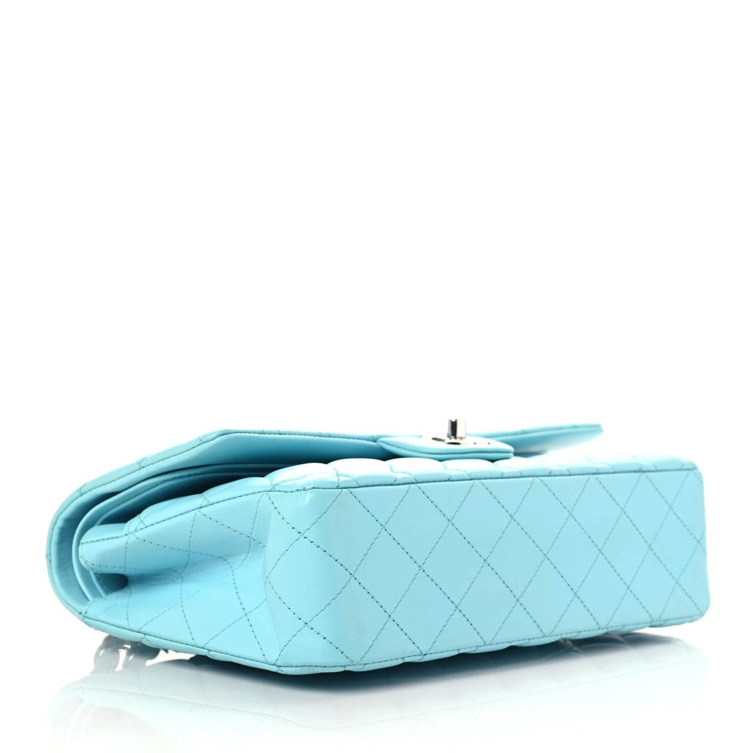 Chanel Lambskin Quilted Medium Double Flap Neon Blue 4 of 11