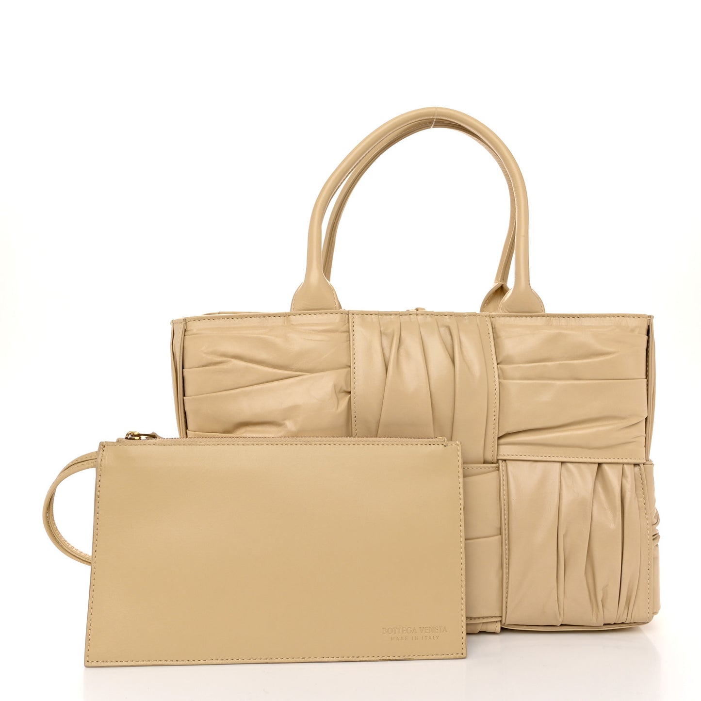 Foulard Intrecciato Pleated Medium Arco Tote Porridge