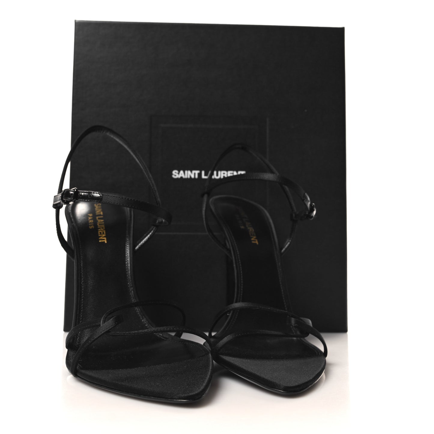 Crepe Satin Clara 110 Ankle Strap Sandals 40 Black