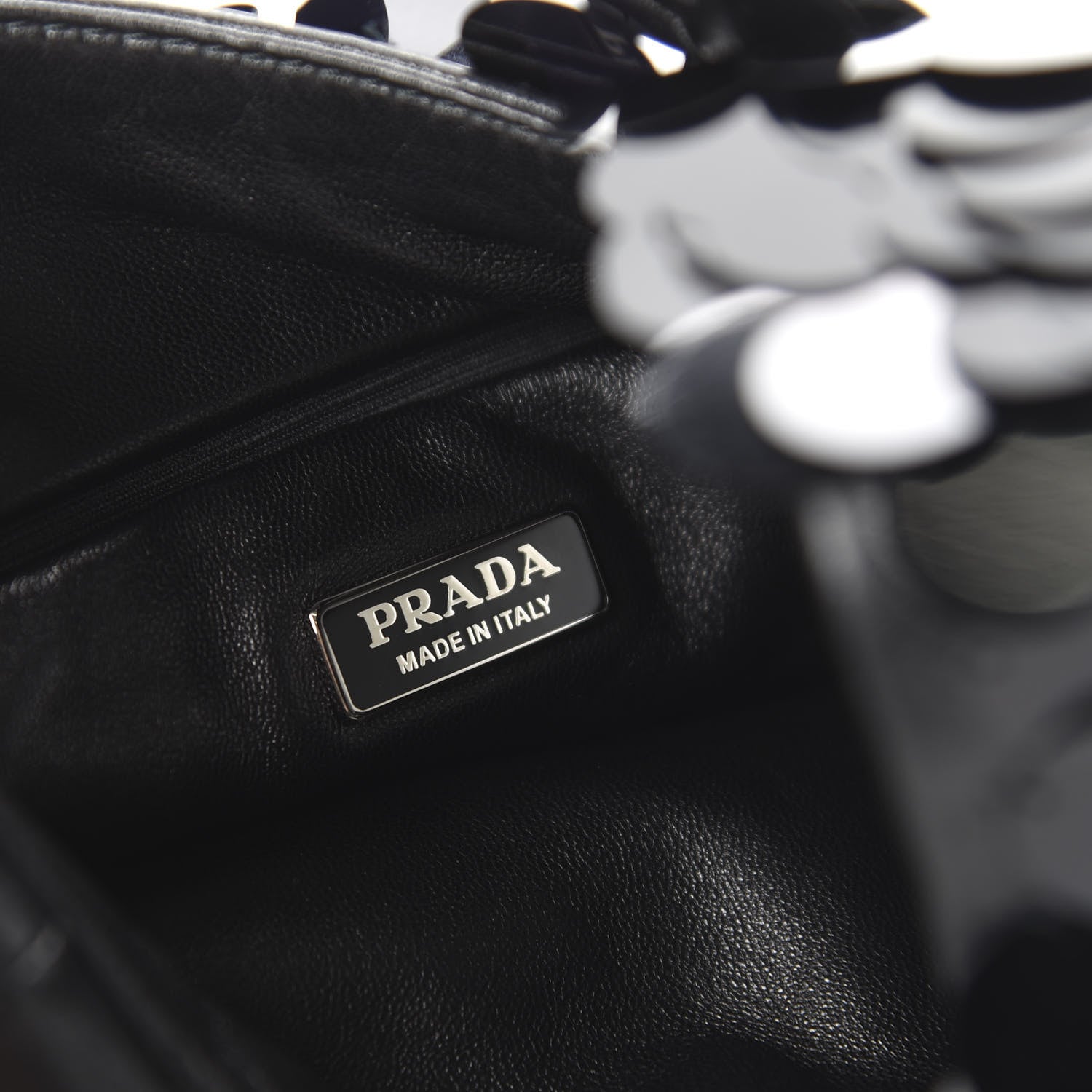 Prada Sequin Paillettes Soft Calf Bag Black 8 of 9