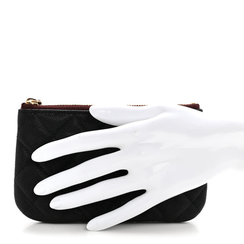 Caviar Quilted Small Pouch Black