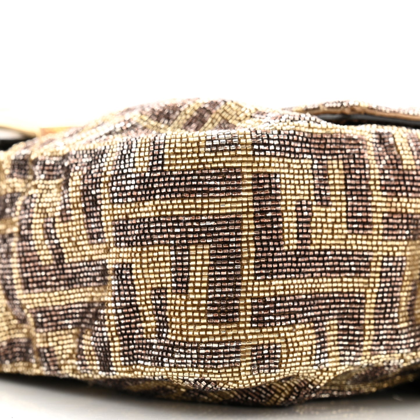 Vitello King Beaded Zucca Baguette Mogano Panna Ebano