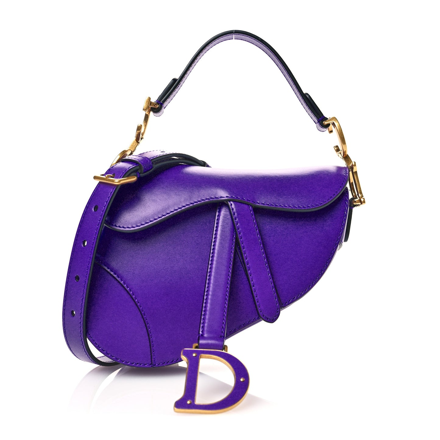 Supple Calfskin Mini Saddle Bag With Strap Purple