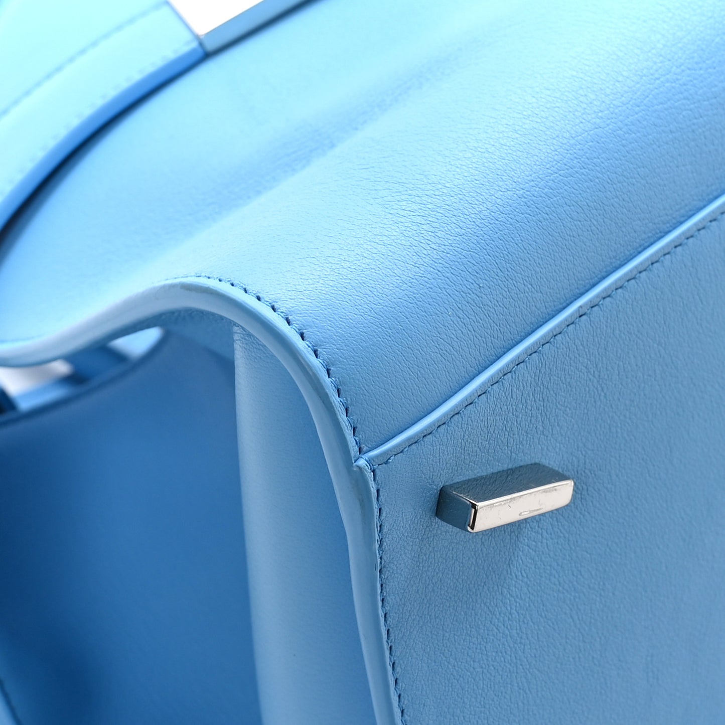 Natural Grain Calfskin Small Hug Bag Light Blue
