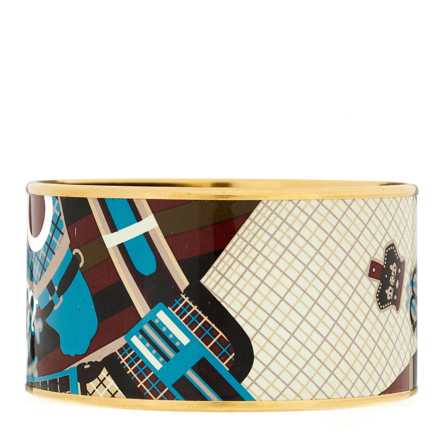 Enamel Printed Extra Wide Pour Sartir Bracelet 65 Bleu Marron