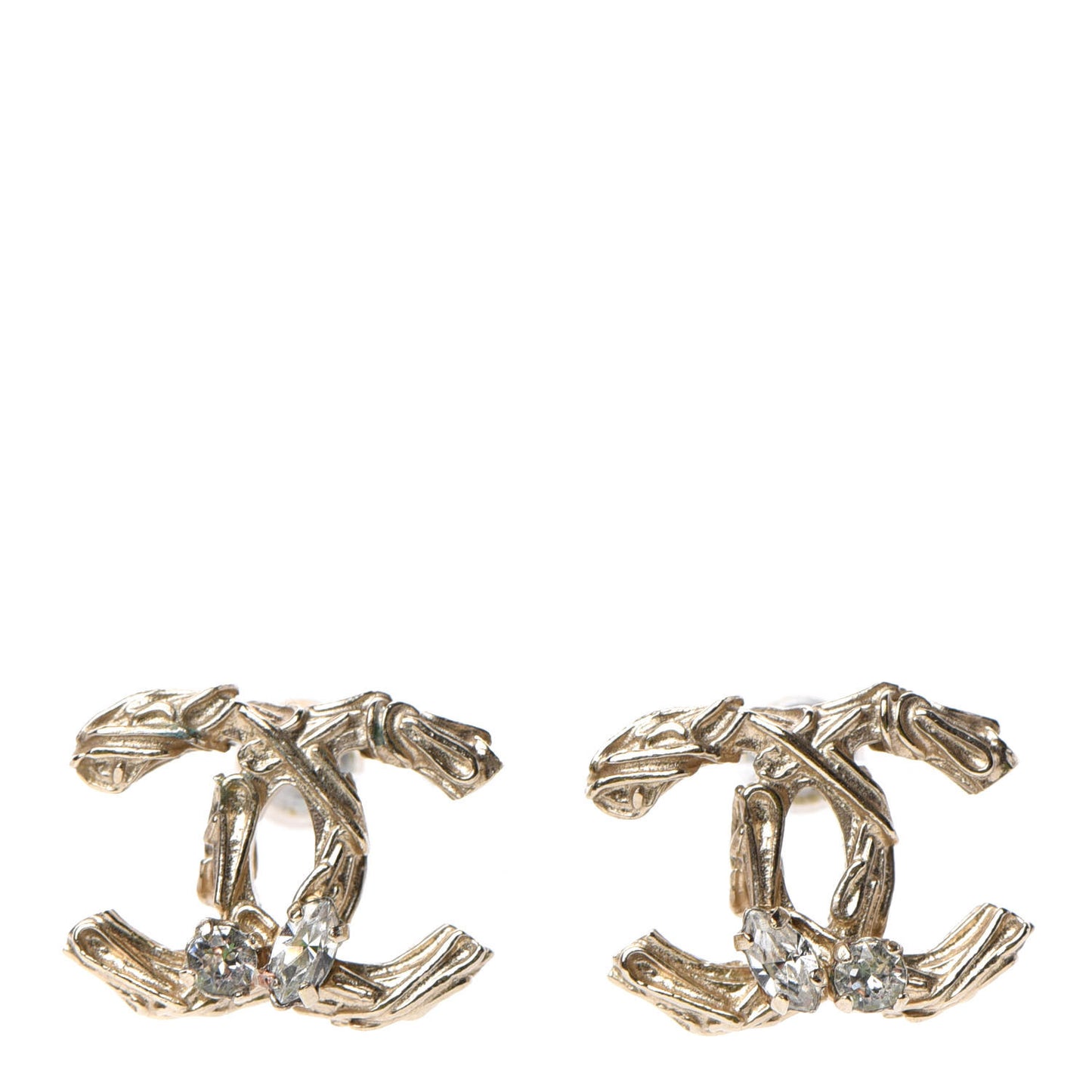 Crystal CC Earrings Light Gold