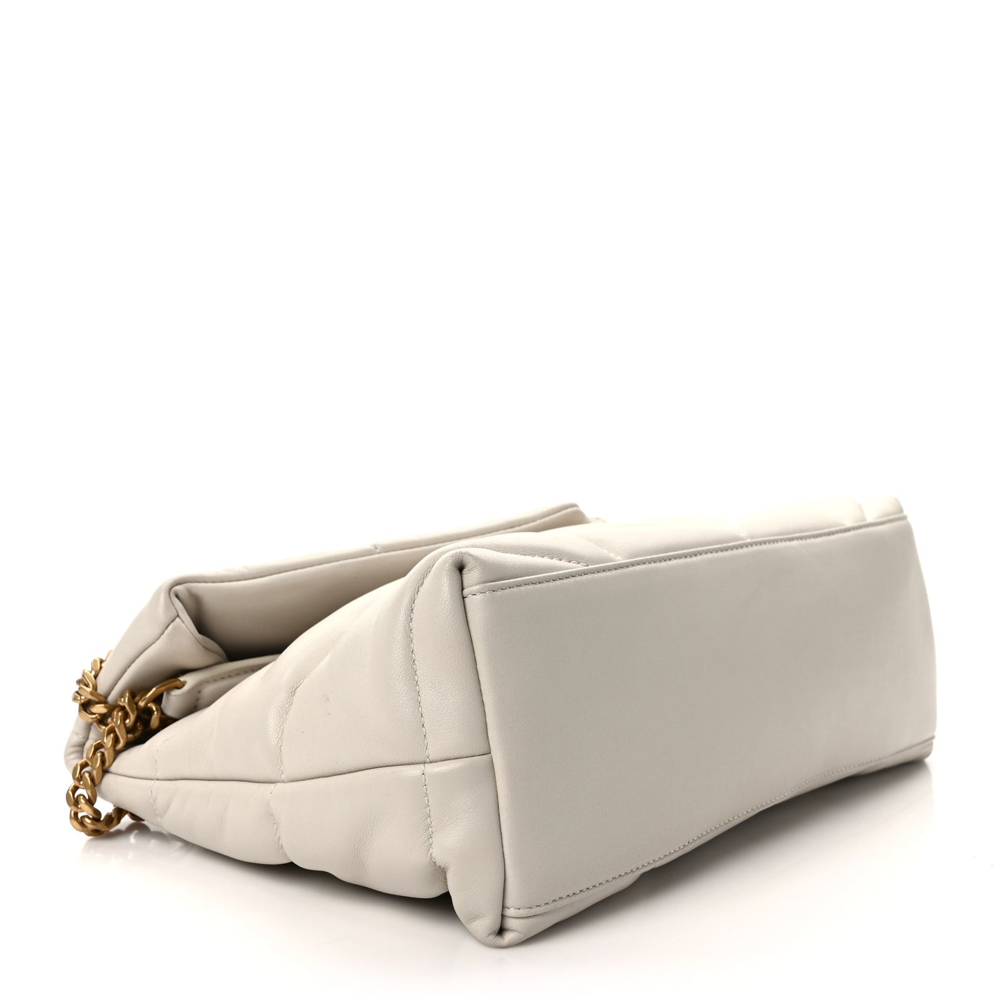 Lambskin Quilted Small Loulou Puffer Monogram Chain Satchel Crema Soft