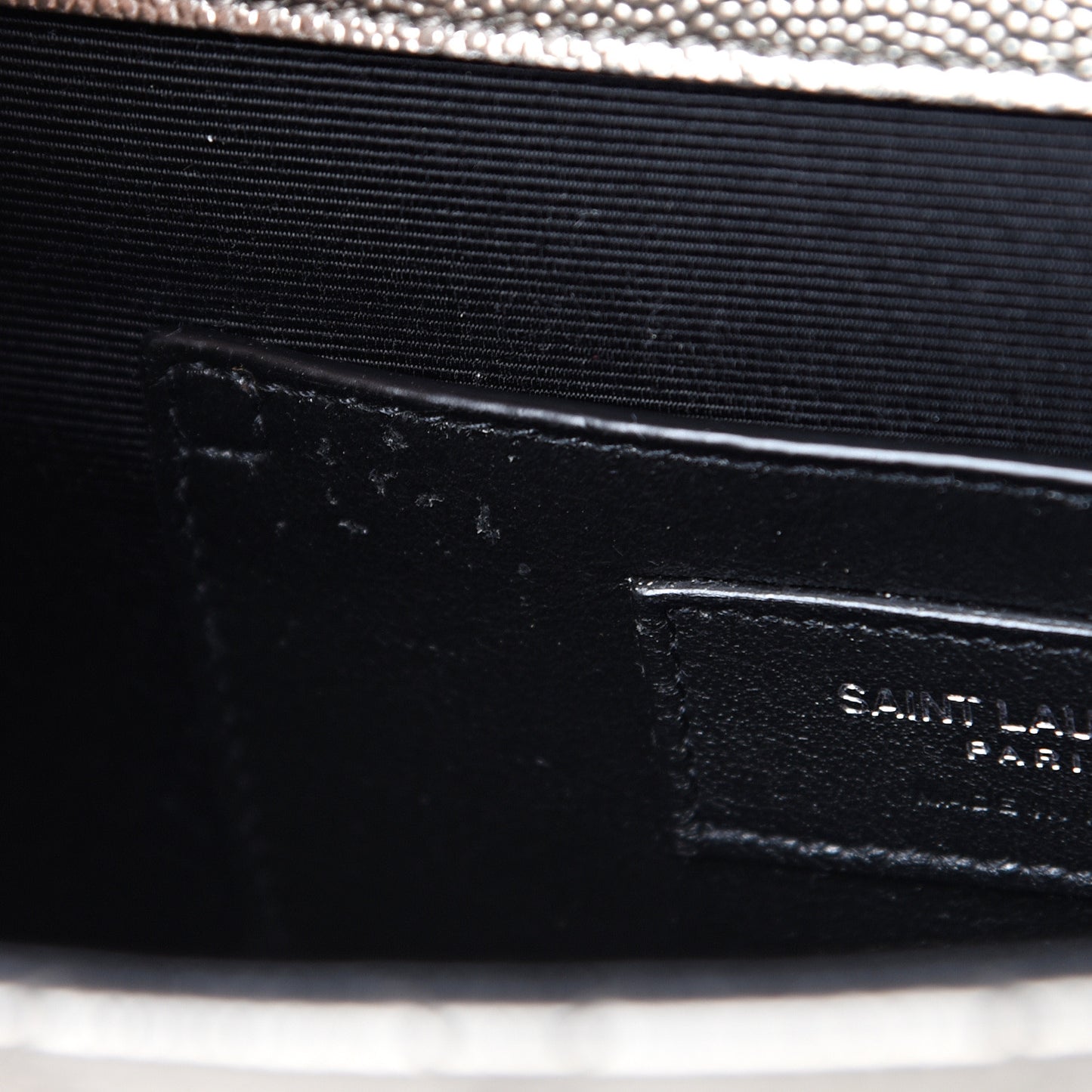 Metallic Grain De Poudre Textured Mixed Matelasse Triquilt Small Monogram Satchel Piombo