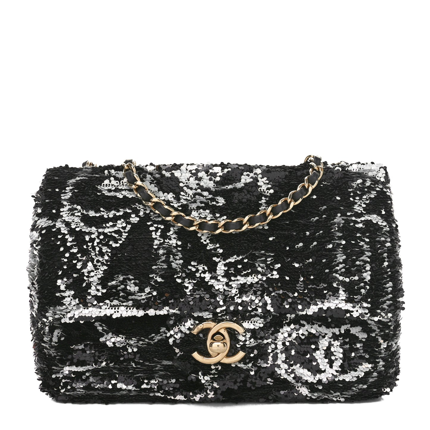 Sequin Small Single Flap Rectangular Flap Black Silver
