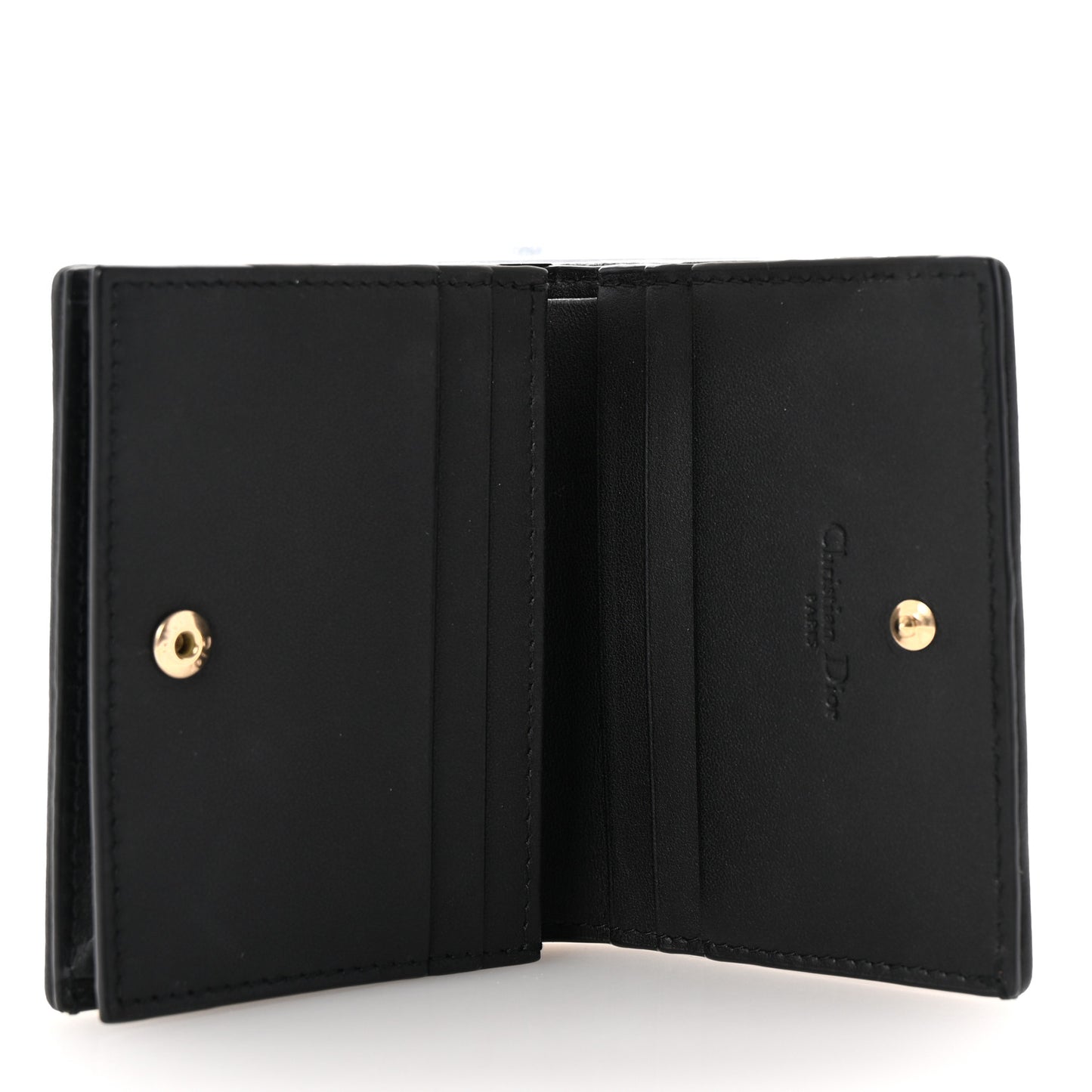 Lambskin Cannage Small Lady Dior Flap Card Holder Black