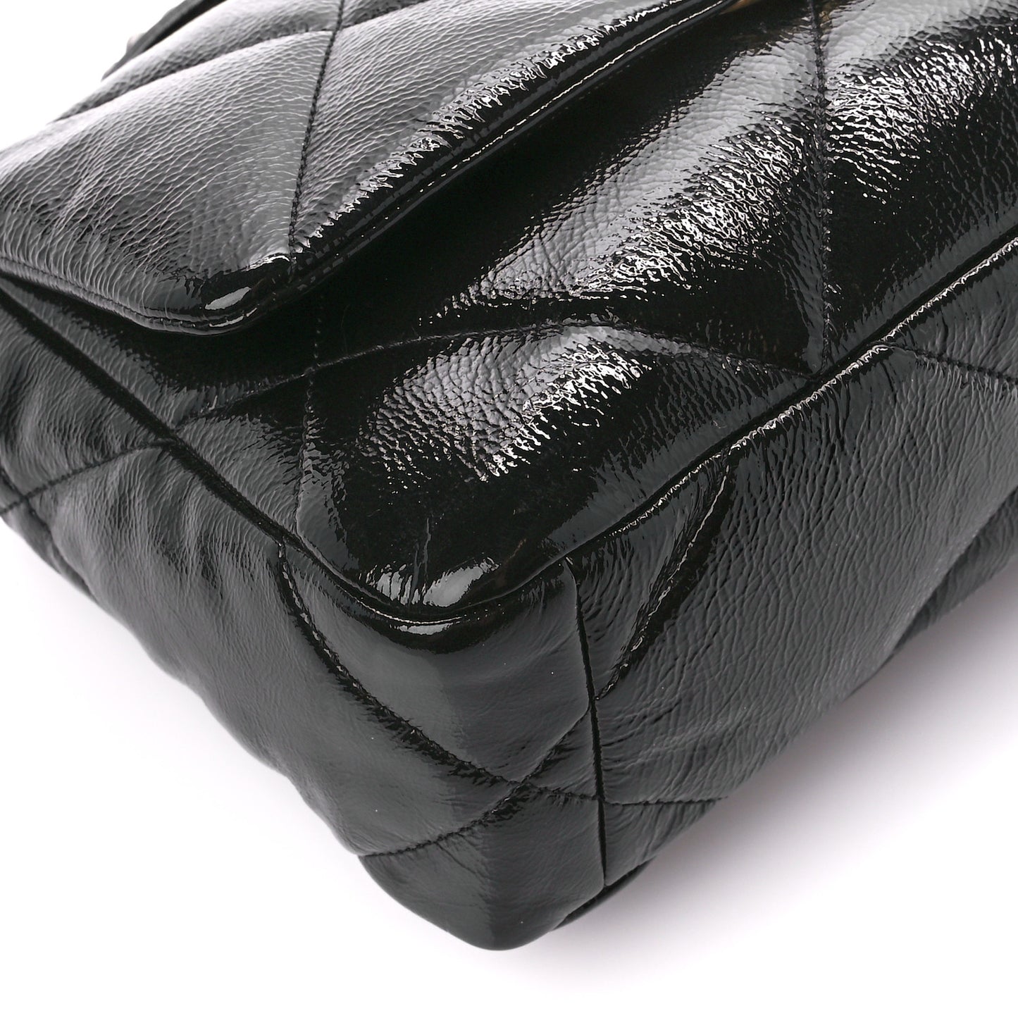 Shiny Crumpled Calfskin Quilted Medium Chanel 19 Flap Black