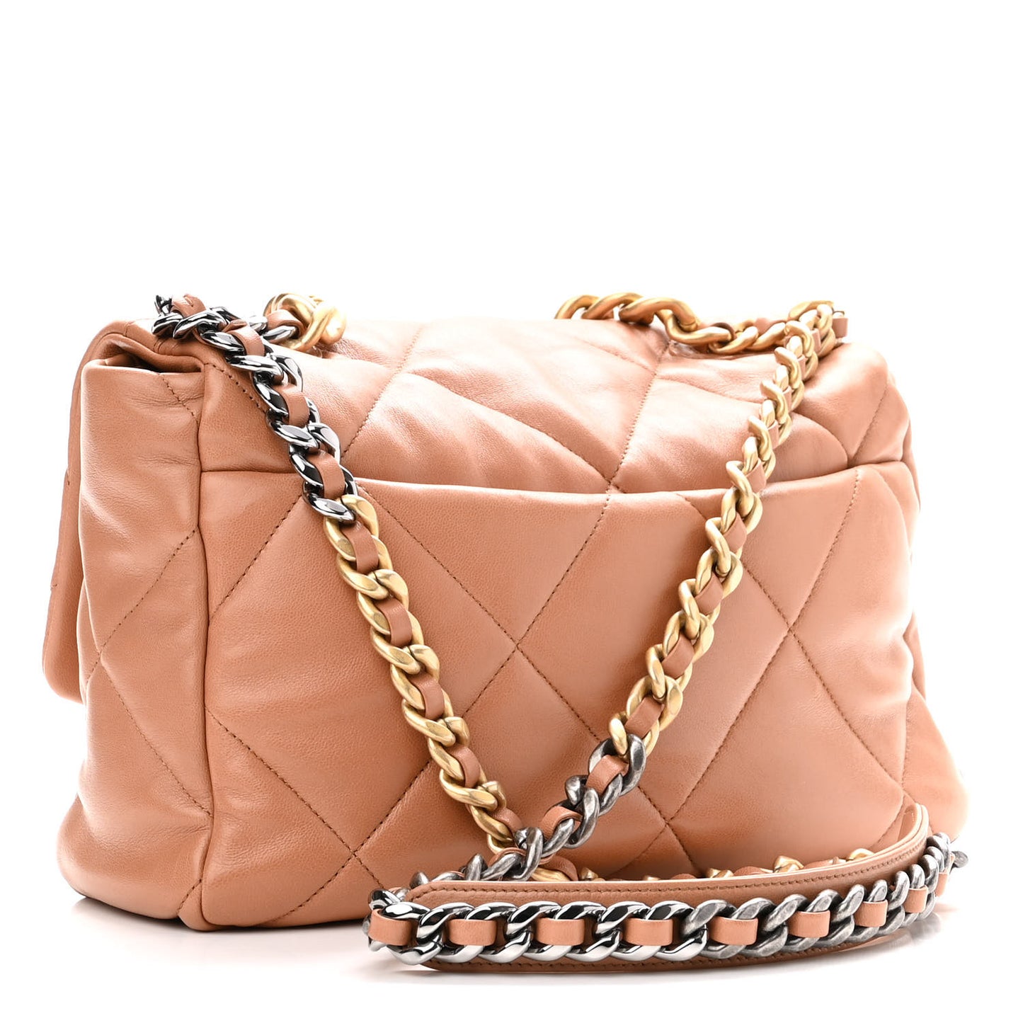 Lambskin Quilted Large Chanel 19 Flap Brown