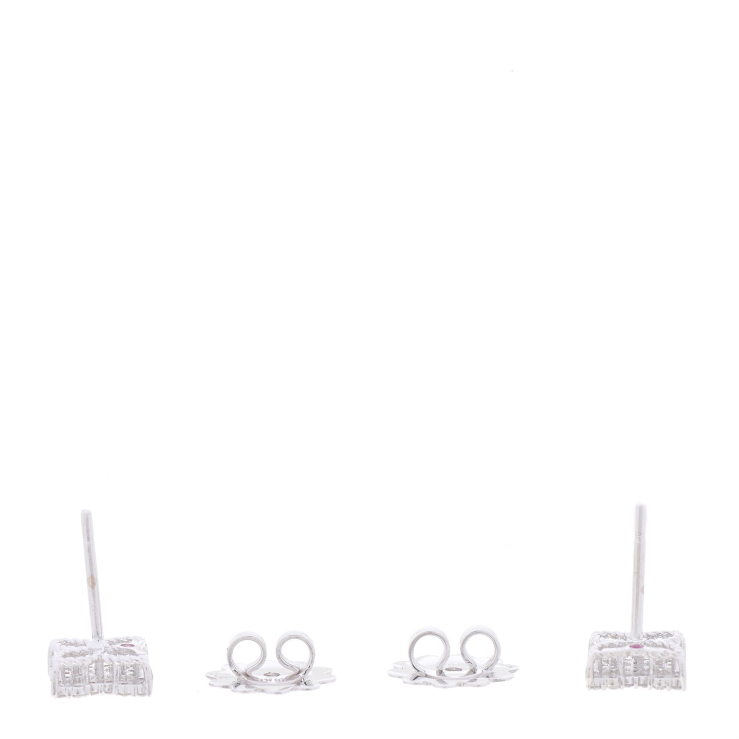 18K White Gold Diamond Pave 8mm Princess Flower Small Stud Earrings