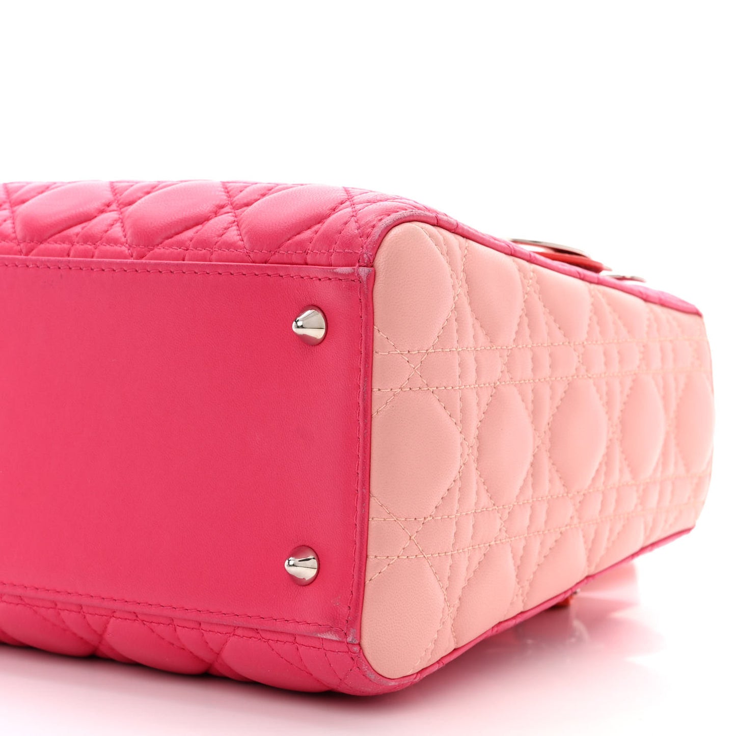 Lambskin Cannage Tri-Color Medium Lady Dior Orange Riviera Fuchsia Cosmopolitan Lipstick Natural