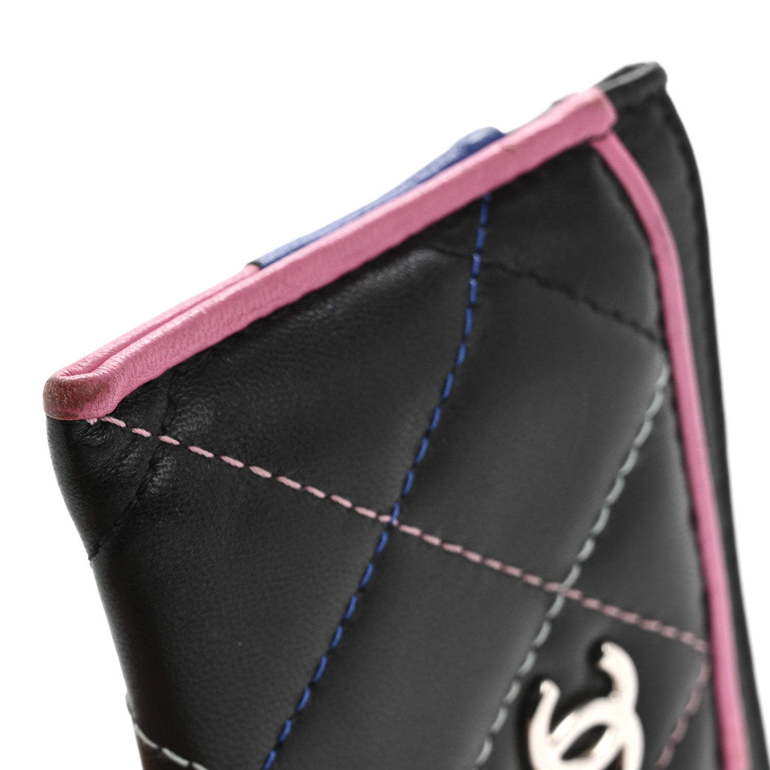 Chanel Lambskin Quilted Chanel Card Holder Black Pink Light Blue 12 of 14