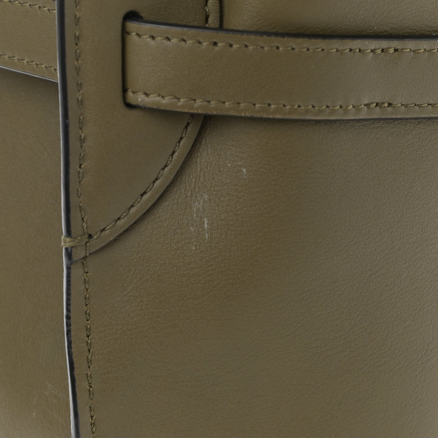 Smooth Calfskin Nano Big Bag Bucket Army Green