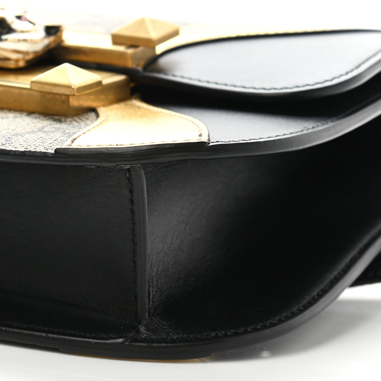 GG Supreme Monogram Small Osiride Shoulder Bag Black Gold