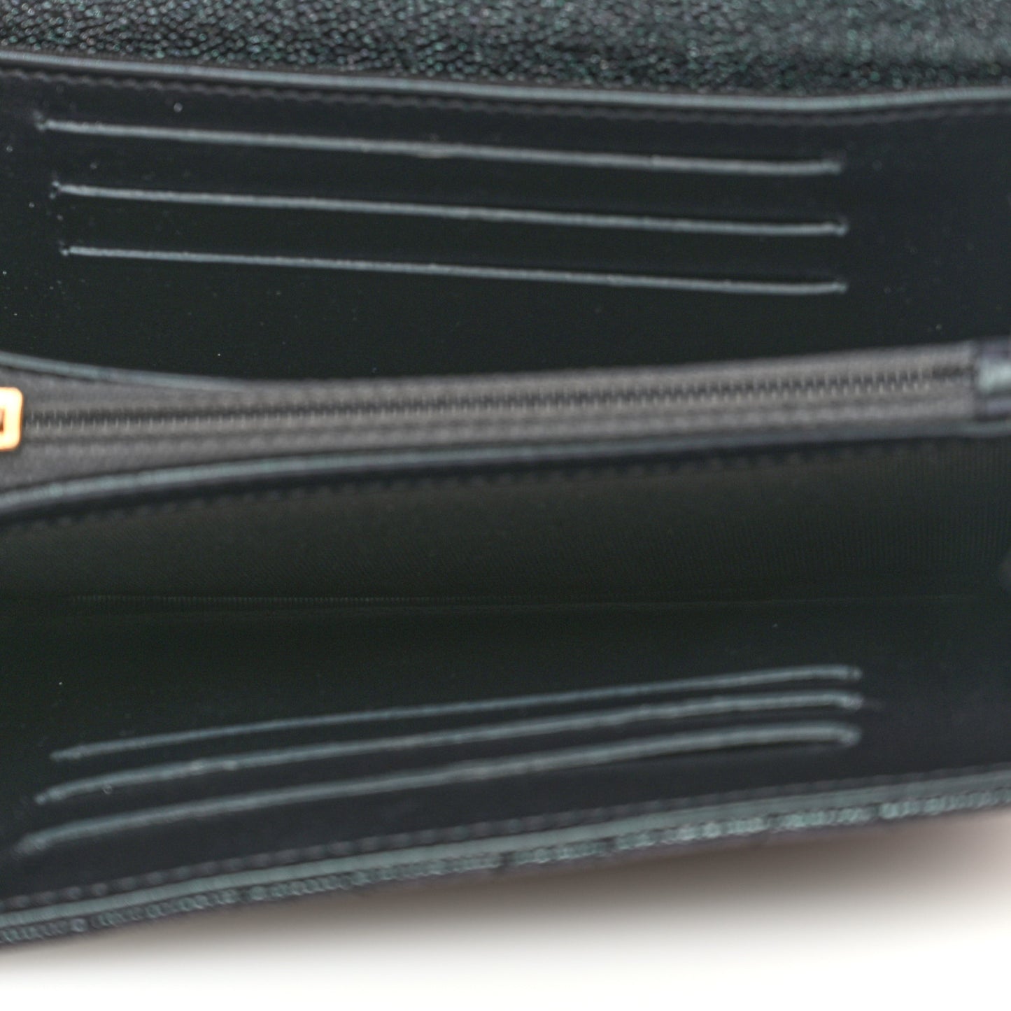 Iridescent Caviar Quilted Medium Flap Wallet Black