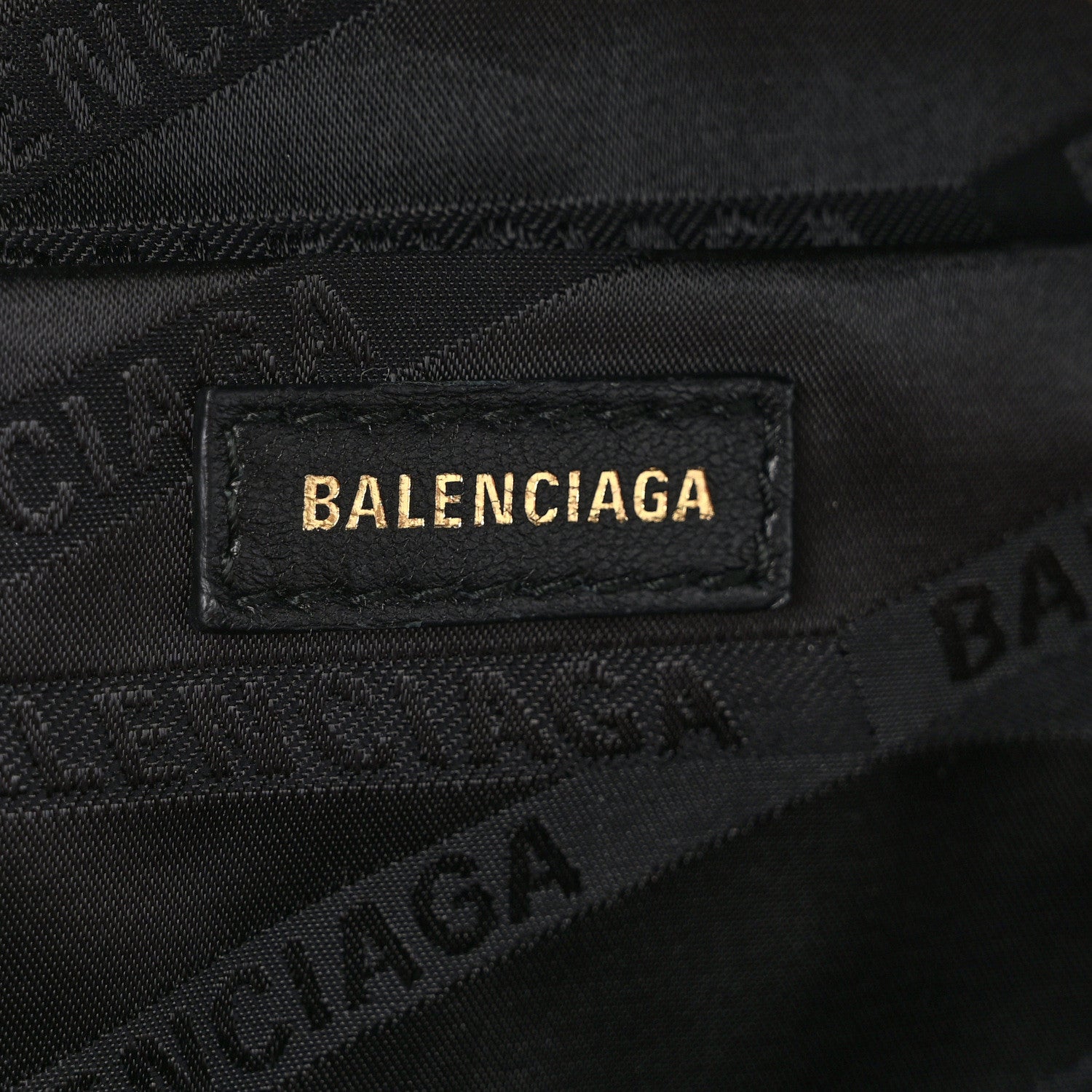 Balenciaga Shiny Goatskin Allover Logo Embossed XXS Souvenir Belt Bag Black 6 of 9