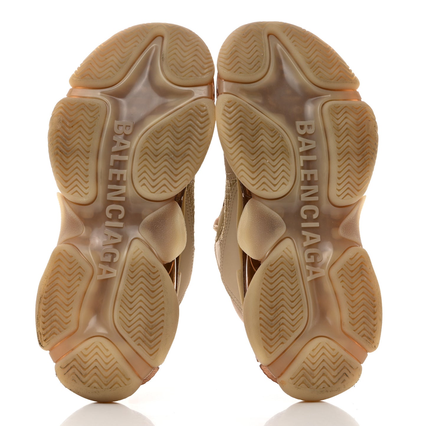 Fabric Mesh Clear Sole Womens Triple S Sneakers 37 Beige