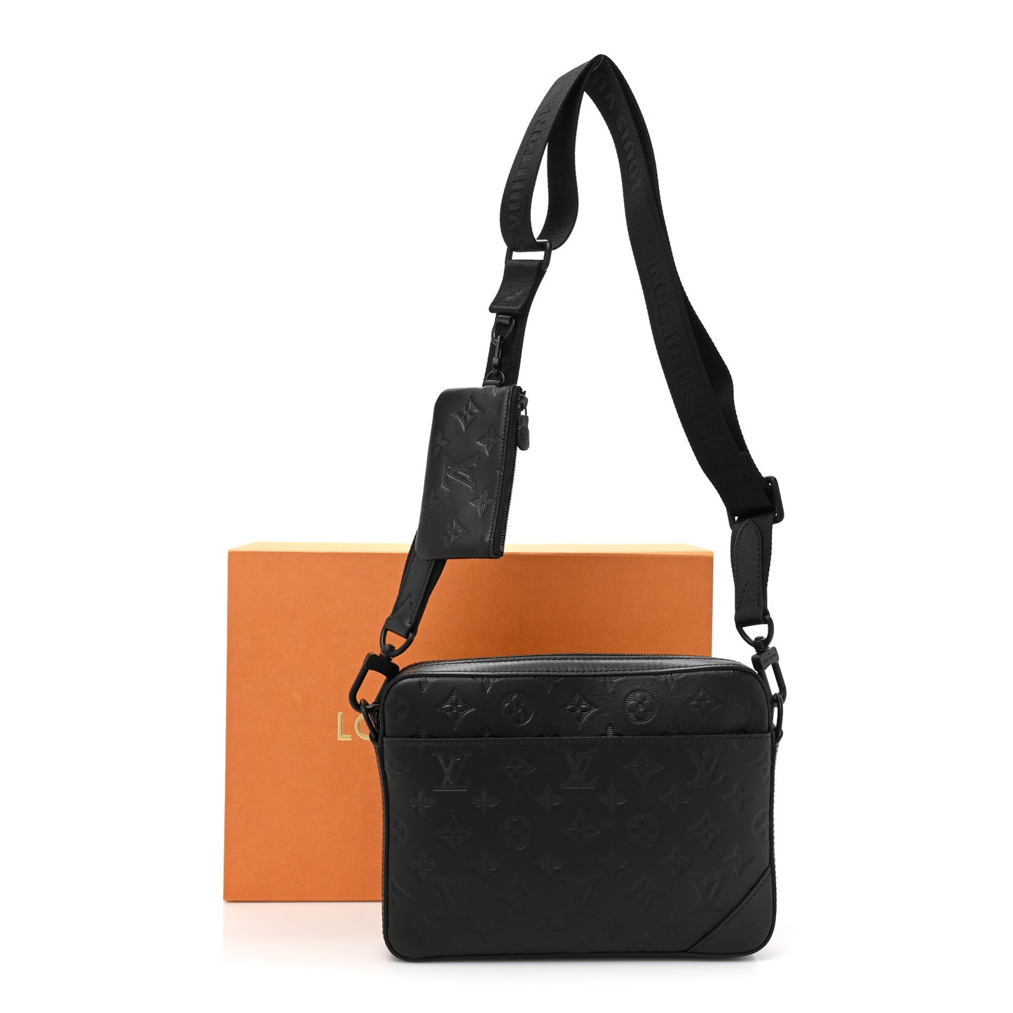 Calfskin Monogram Shadow Duo Messenger Black