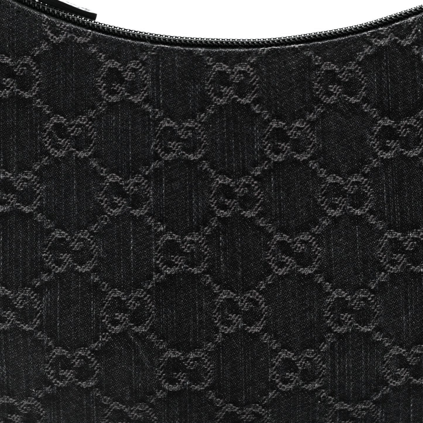 Jacquard Black Denim GG Monogram Horsebit Slim Small Shoulder Bag Black Grey