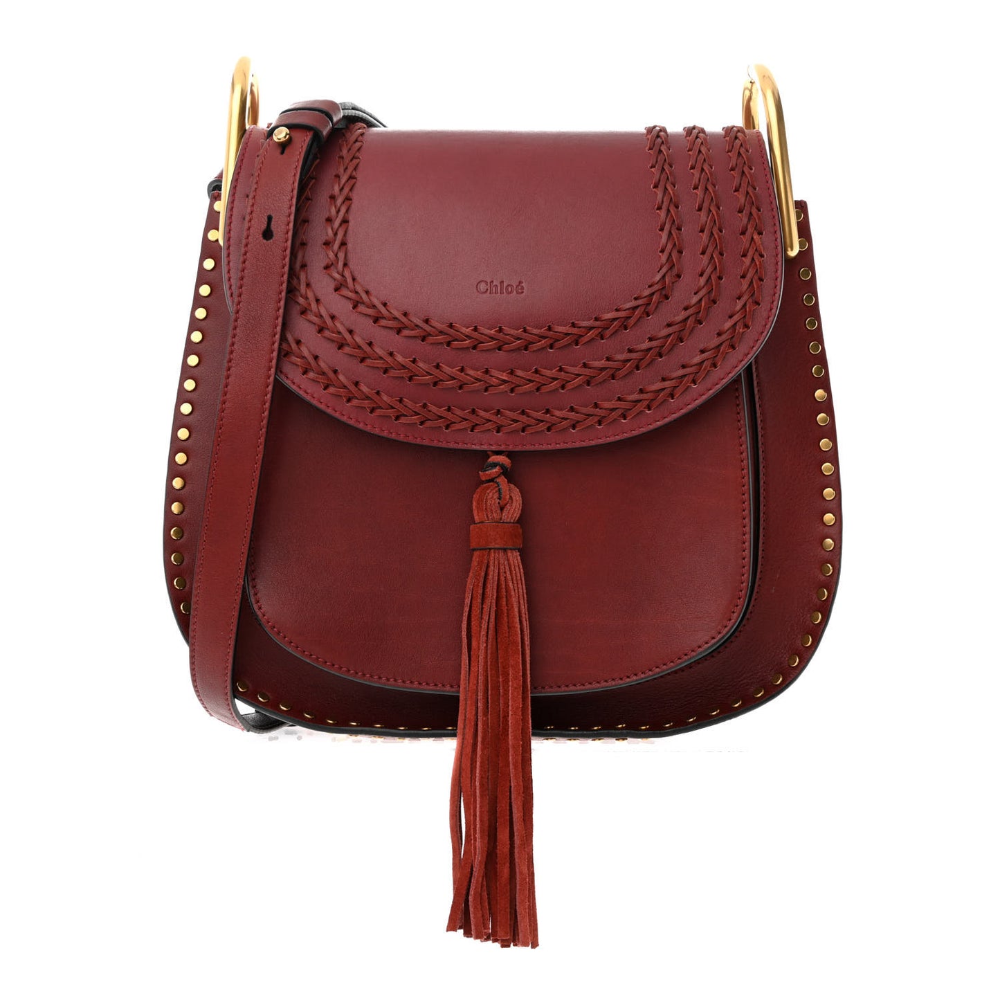 Calfskin Braided Small Hudson Shoulder Bag Sienna Red