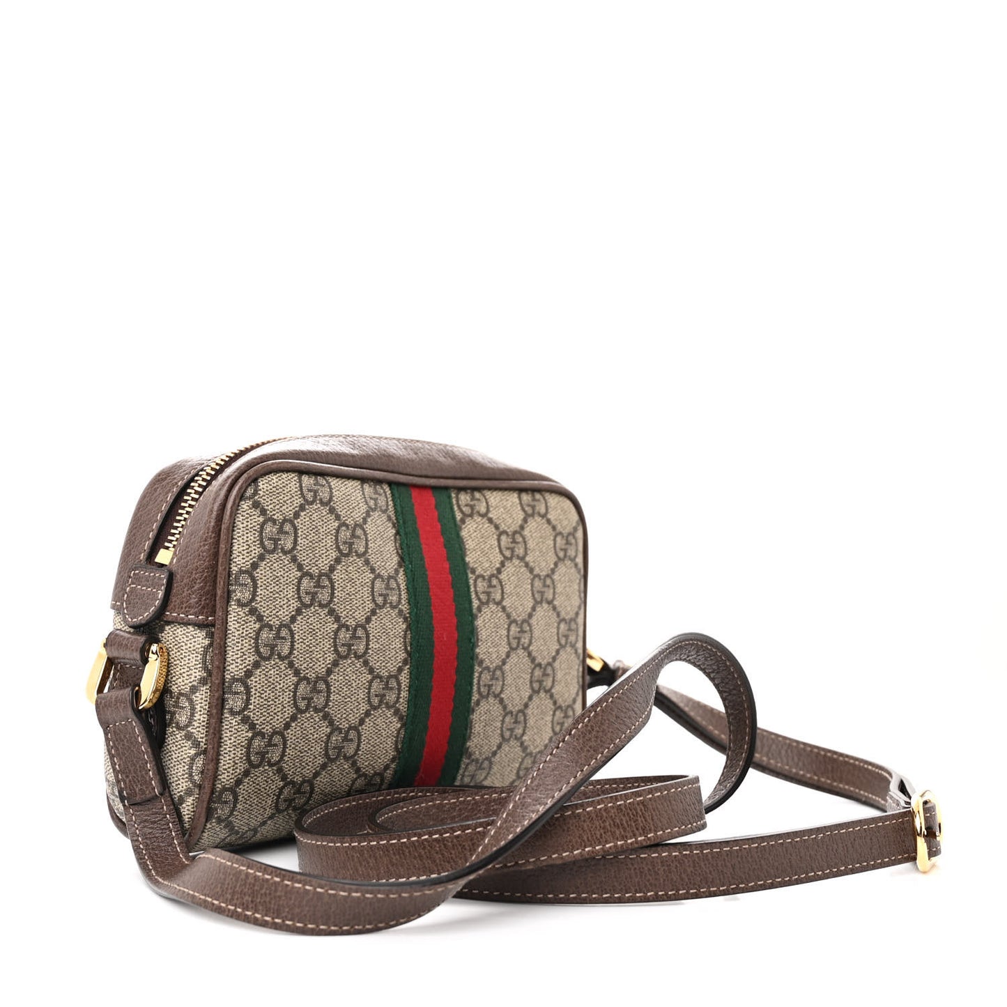 GG Supreme Monogram Web Mini Ophidia Shoulder Bag Brown