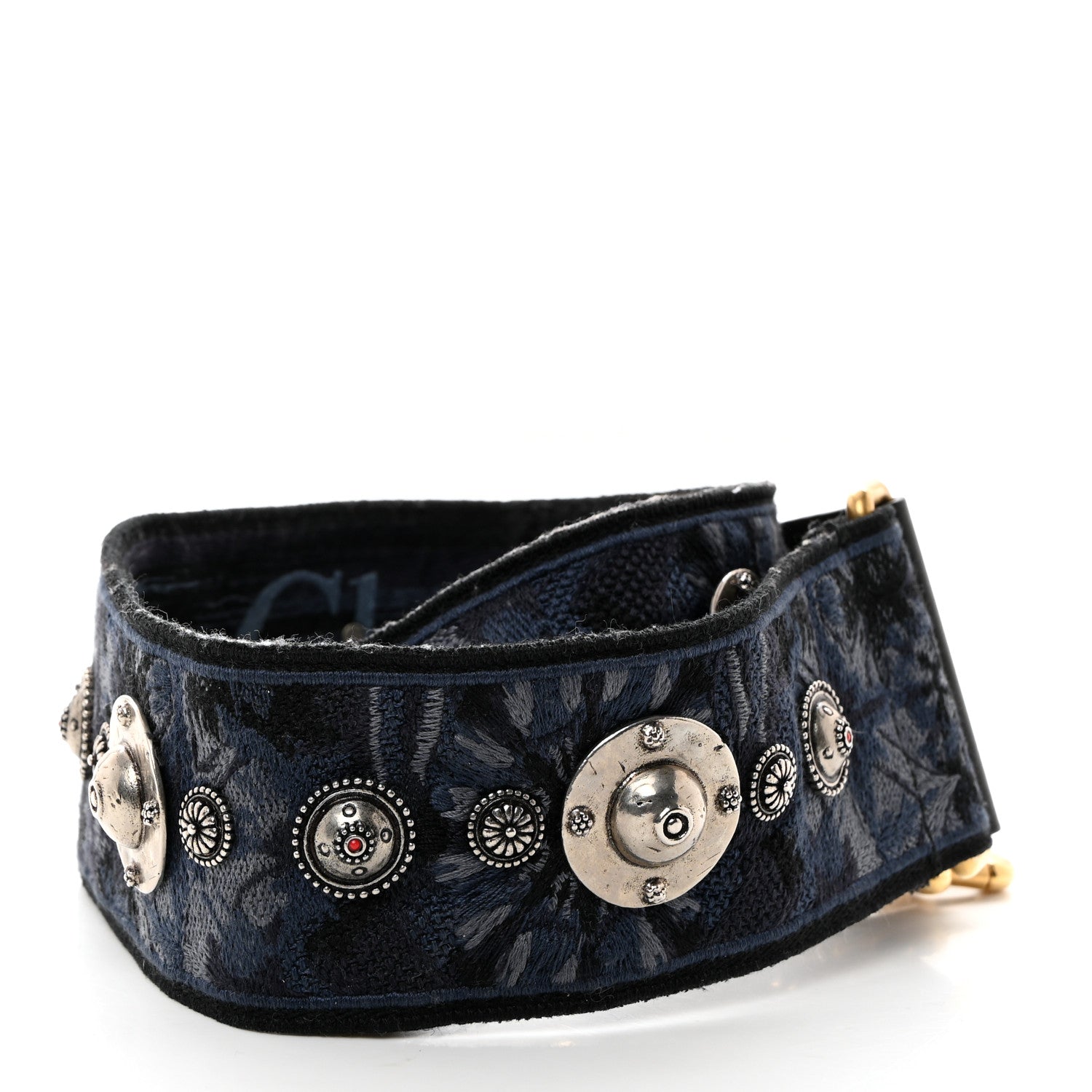Christian Dior Canvas Embroidered Studded KaleiDiorscopic Adjustable Shoulder Strap Blue 2 of 5