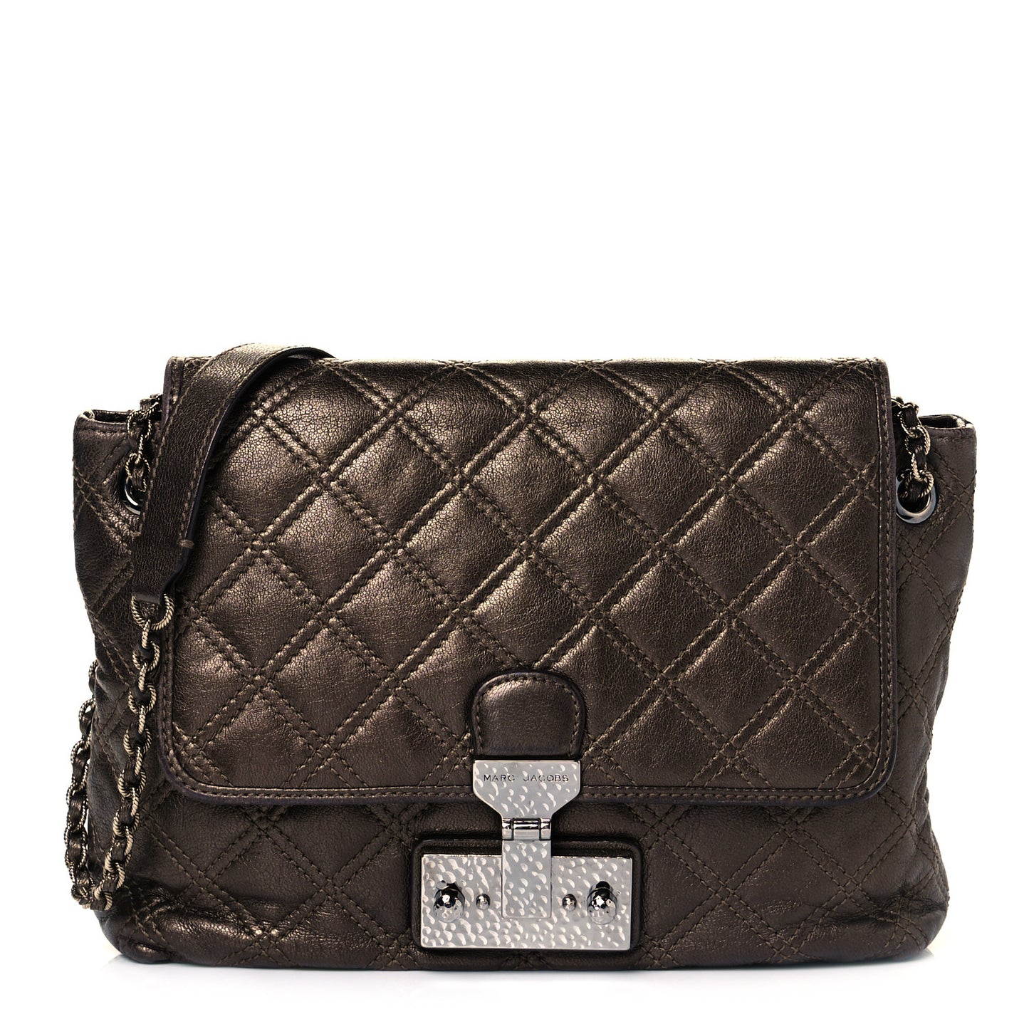 Lacquered Lambskin Baroque The Large Single Flap Bronze