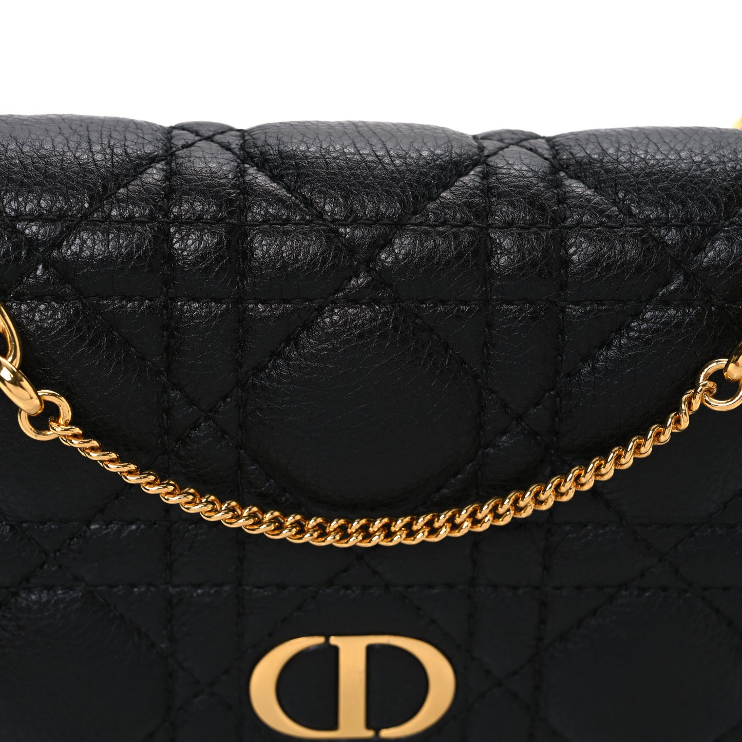 Supple Calfskin Caro Pouch with Chain Black