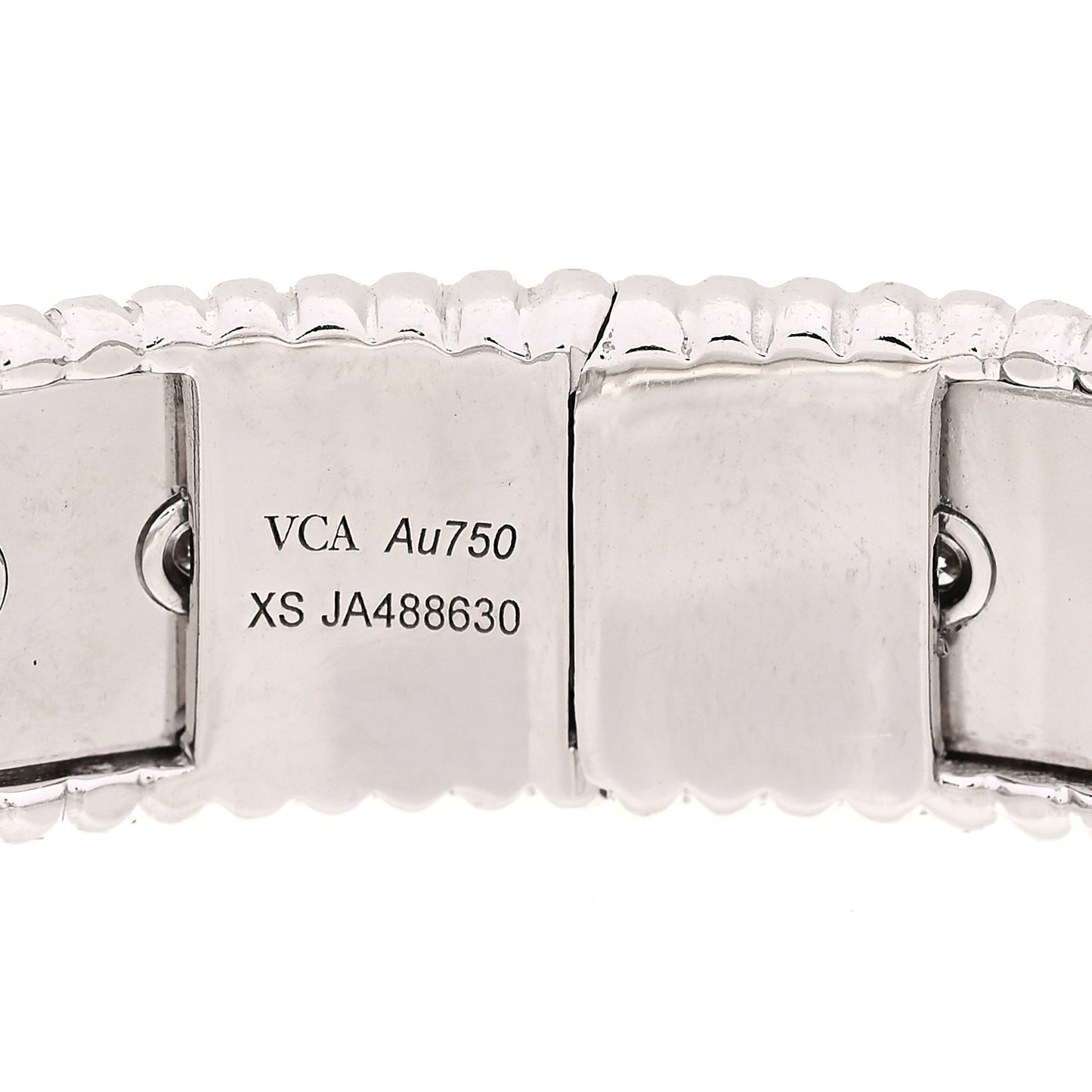 18K White Gold Diamond Perlee Clovers Bangle Bracelet XS