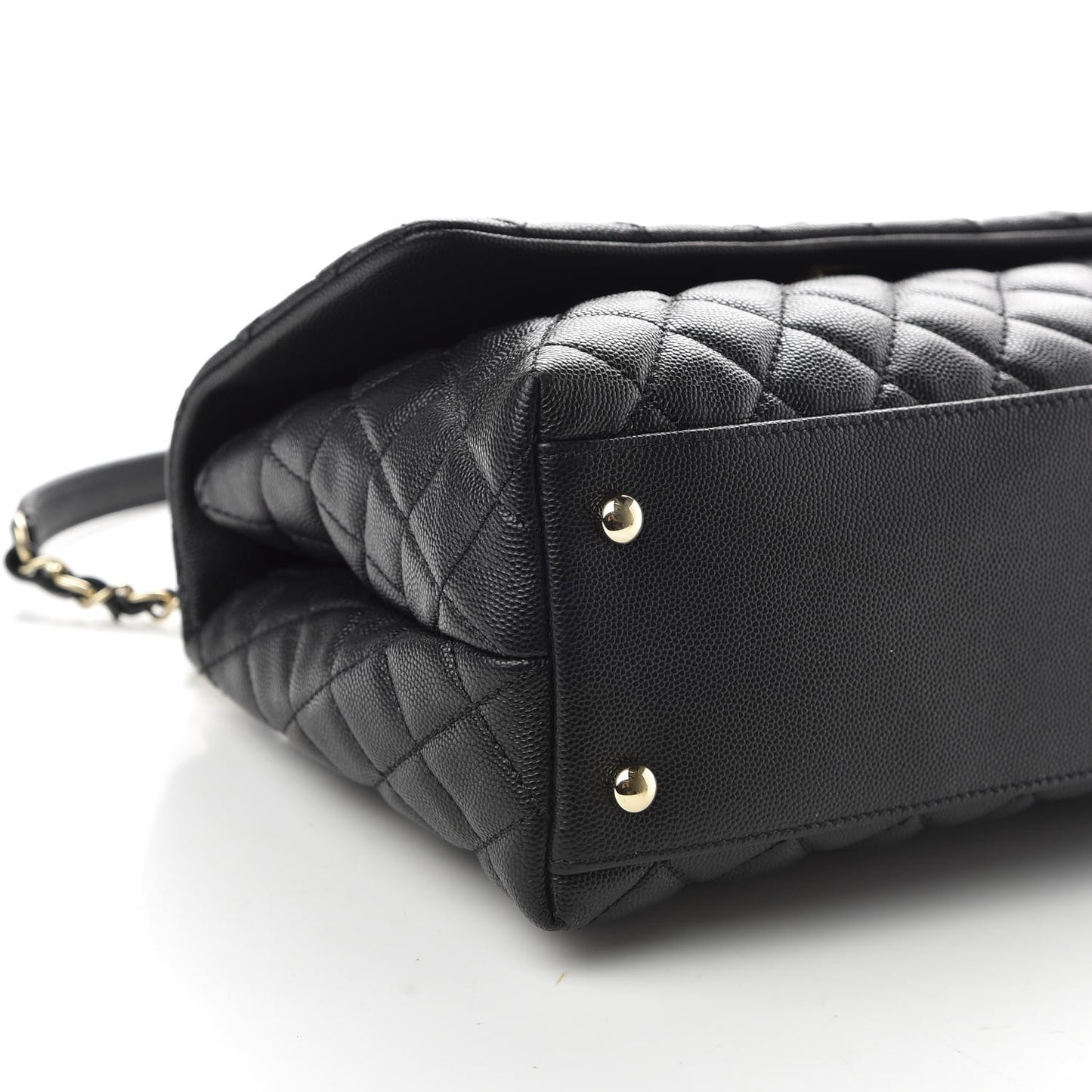 Caviar Quilted Small Coco Handle Flap Black