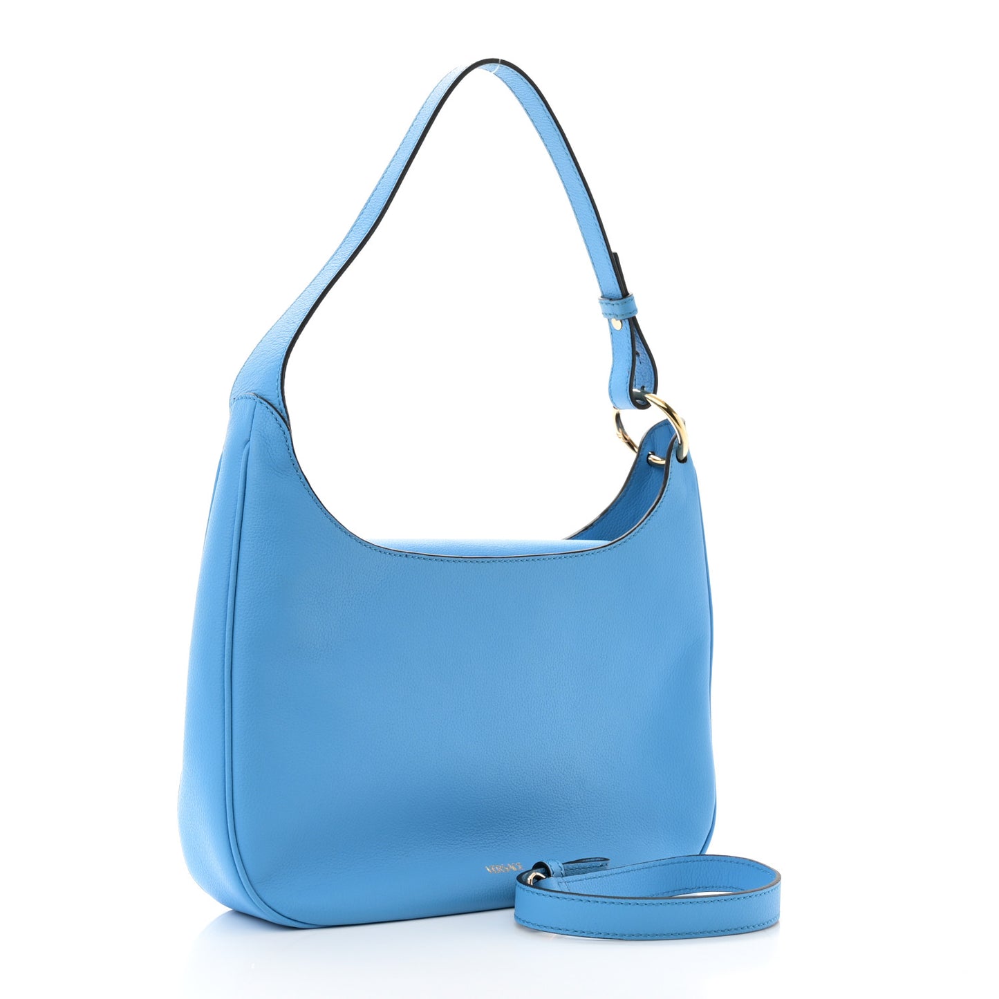Grained Calfskin La Medusa Medium Hobo Crossbody Blue