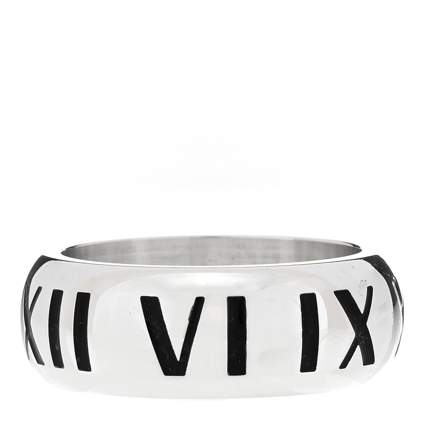 Sterling Silver Enamel Atlas Band Ring 56 7.5 Black