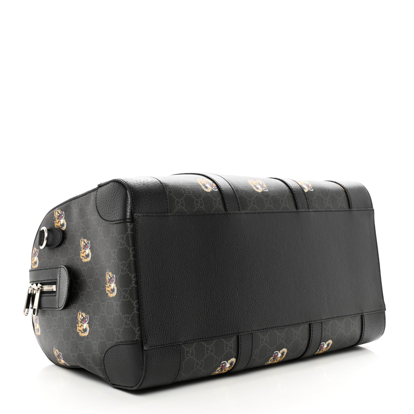 GG Supremem Monogram Tiger Face Textured Dollar Calfskin Large Retro Interlocking G Duffle Bag Black Multicolor