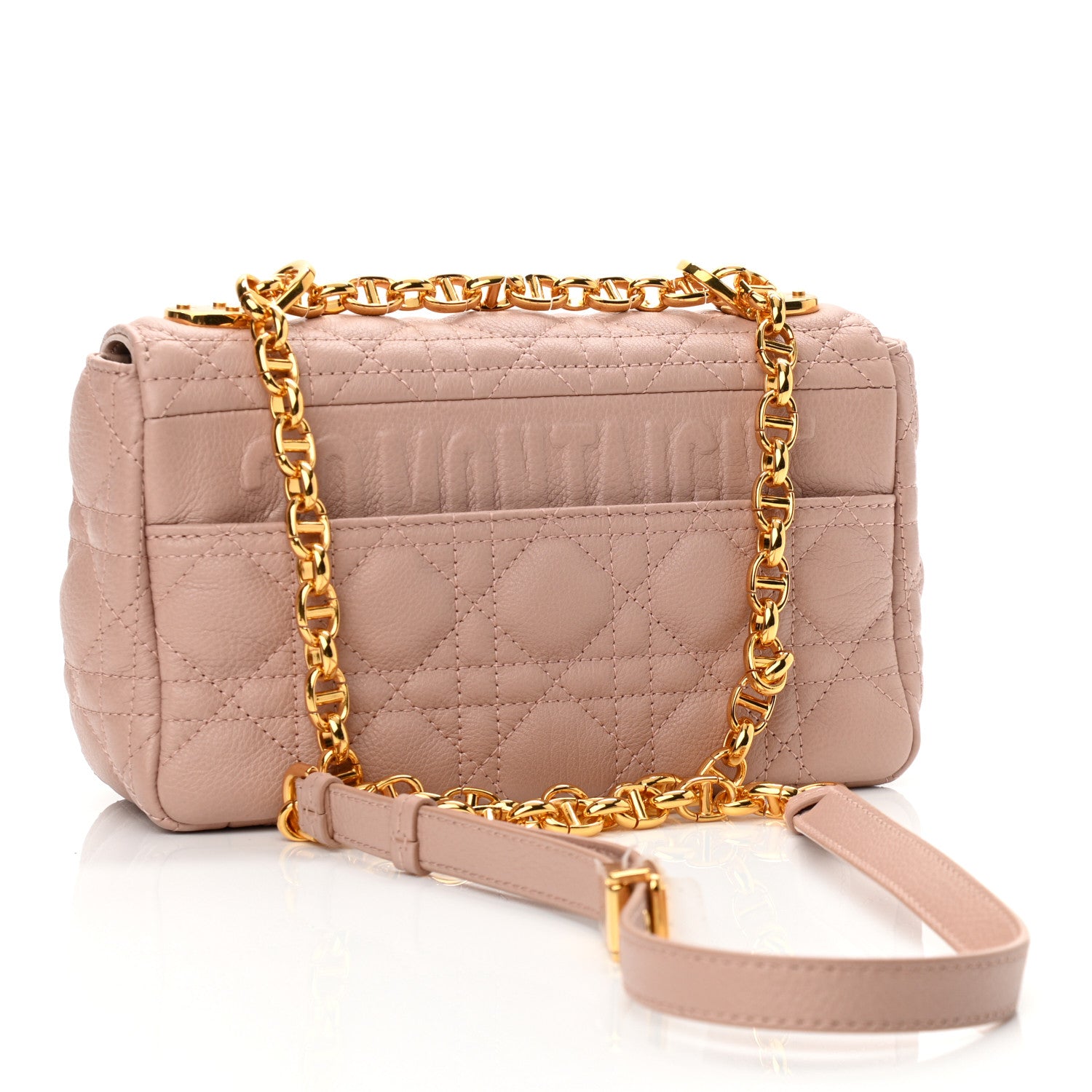 Christian Dior Calfskin Cannage Small Caro Bag Rose De Vents 3 of 10