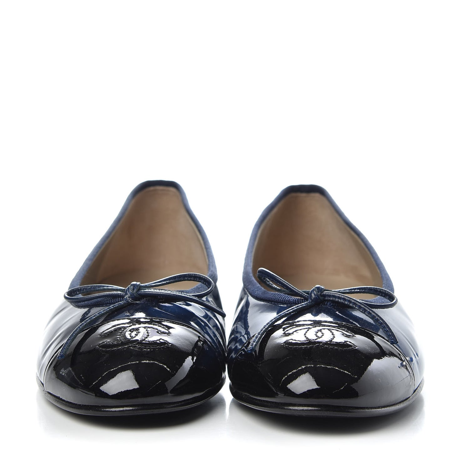 Patent CC Cap Toe Ballerina Flats 38.5 Blue Black
