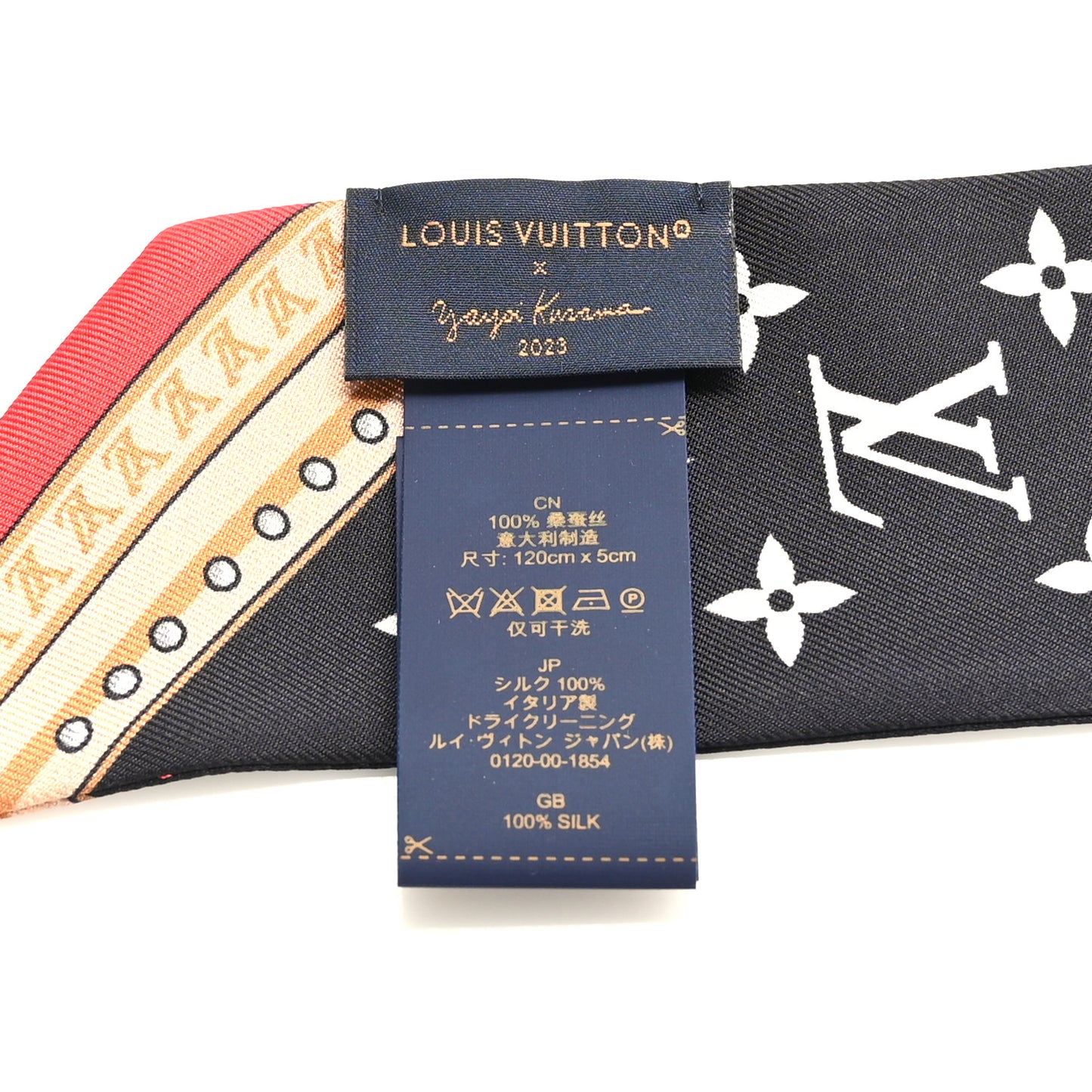 LV x YK Kusama Painted Dots Scarf Black Multicolor