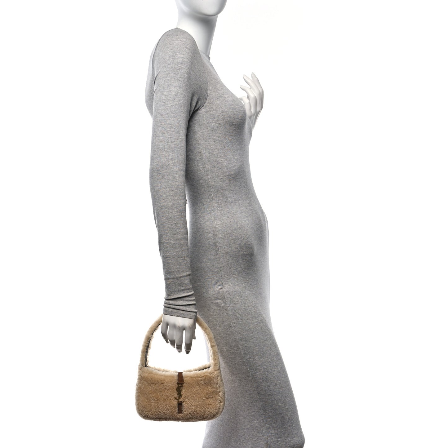 Shearling Le 5 A 7 Mini Hobo Natural Beige