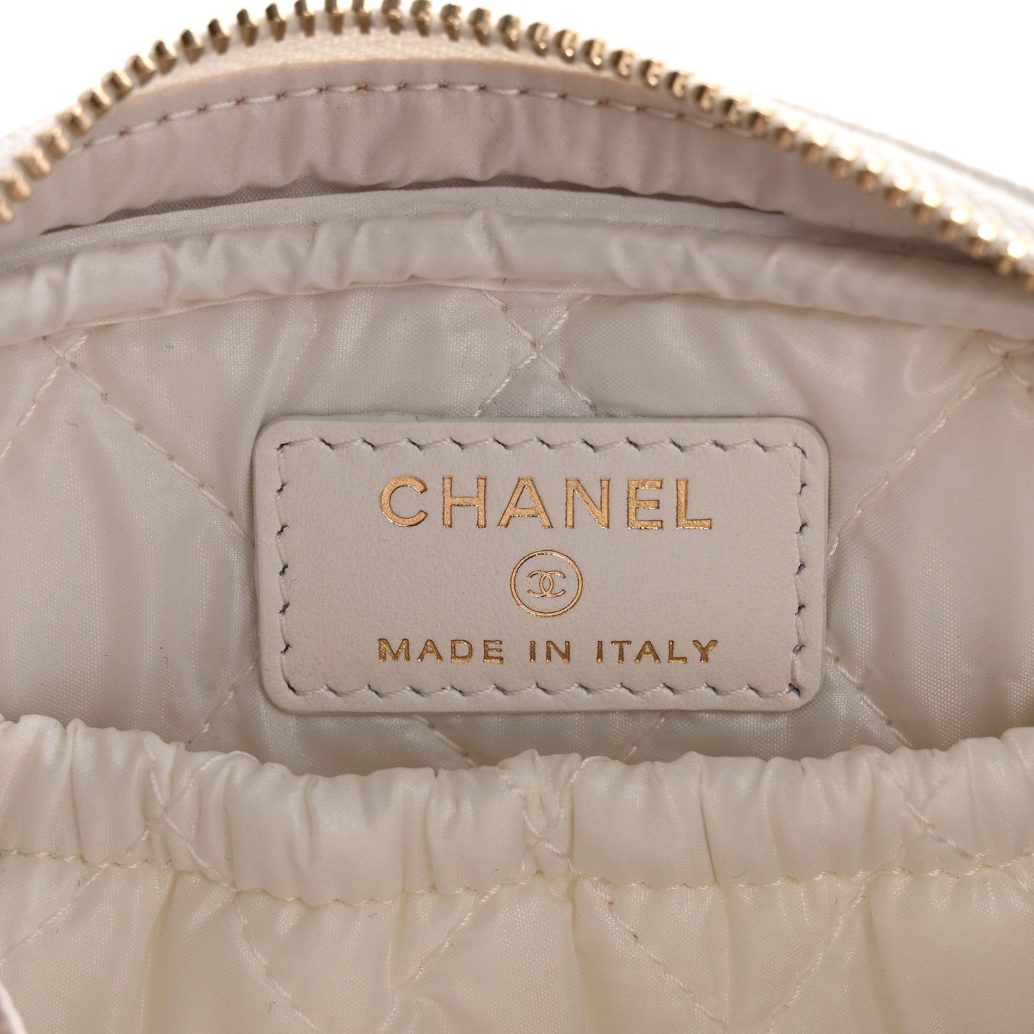 Chanel Caviar Quilted Small Curvy Pouch Cosmetic Case White 6 of 8